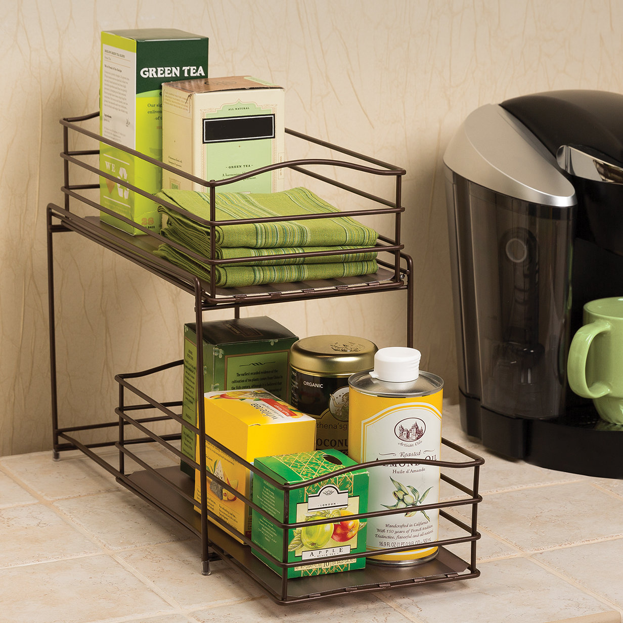 Seville Classics 2 Tier Sliding Basket Organizer & Reviews