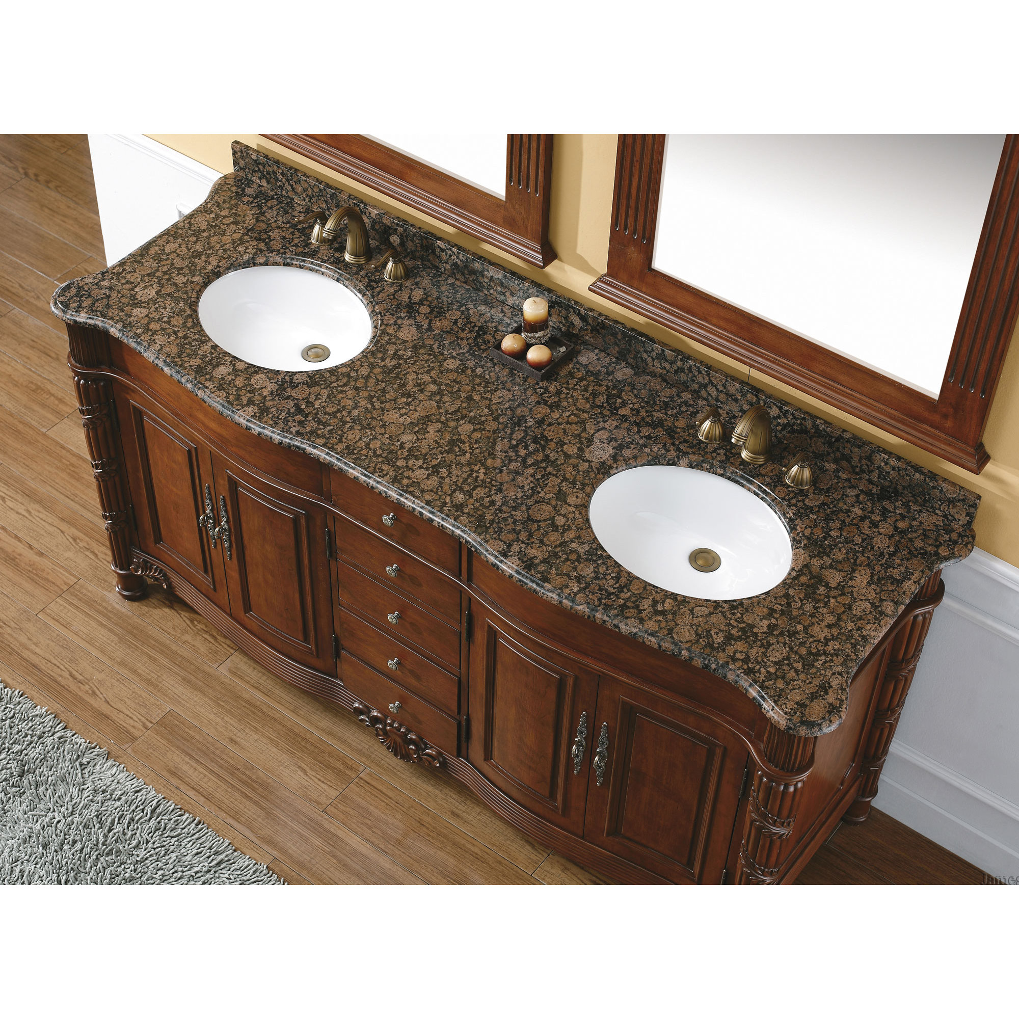 James Martin Furniture Dalia 72" Double Cherry Bathroom Vanity Set
