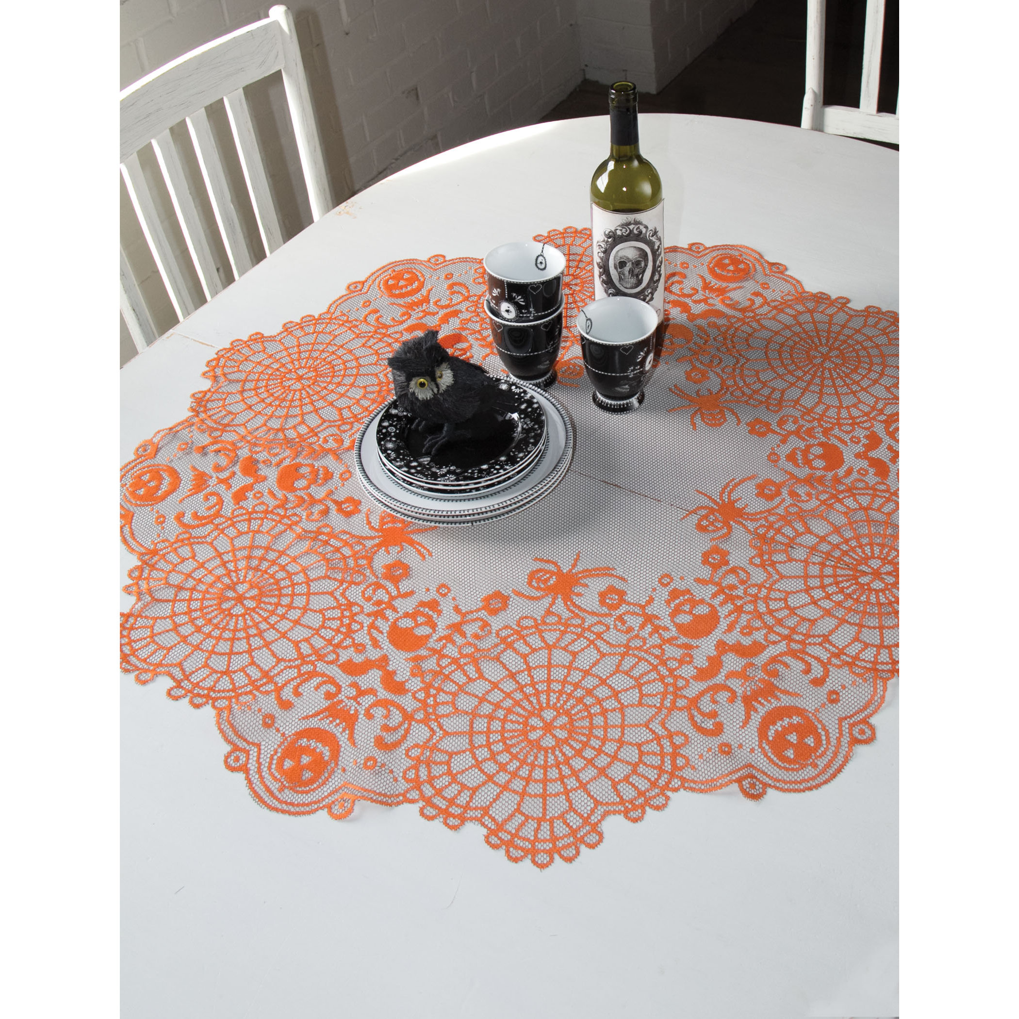 Heritage Lace Frightful Round Table Topper Reviews Wayfair Heritage Lace Frightful Round Table Topper