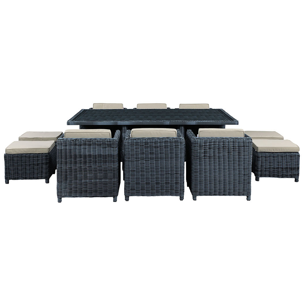 11 Piece Eucalyptus Wicker Extendable Rectangular Patio Dining Set Modway Summon 11 Piece Outdoor Patio Dining Set With Cushion Wayfair