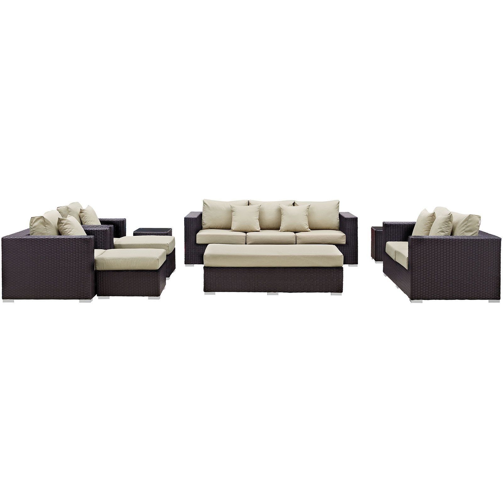 Modway Convene Outdoor 9 Piece Patio Seating Group with Cushions