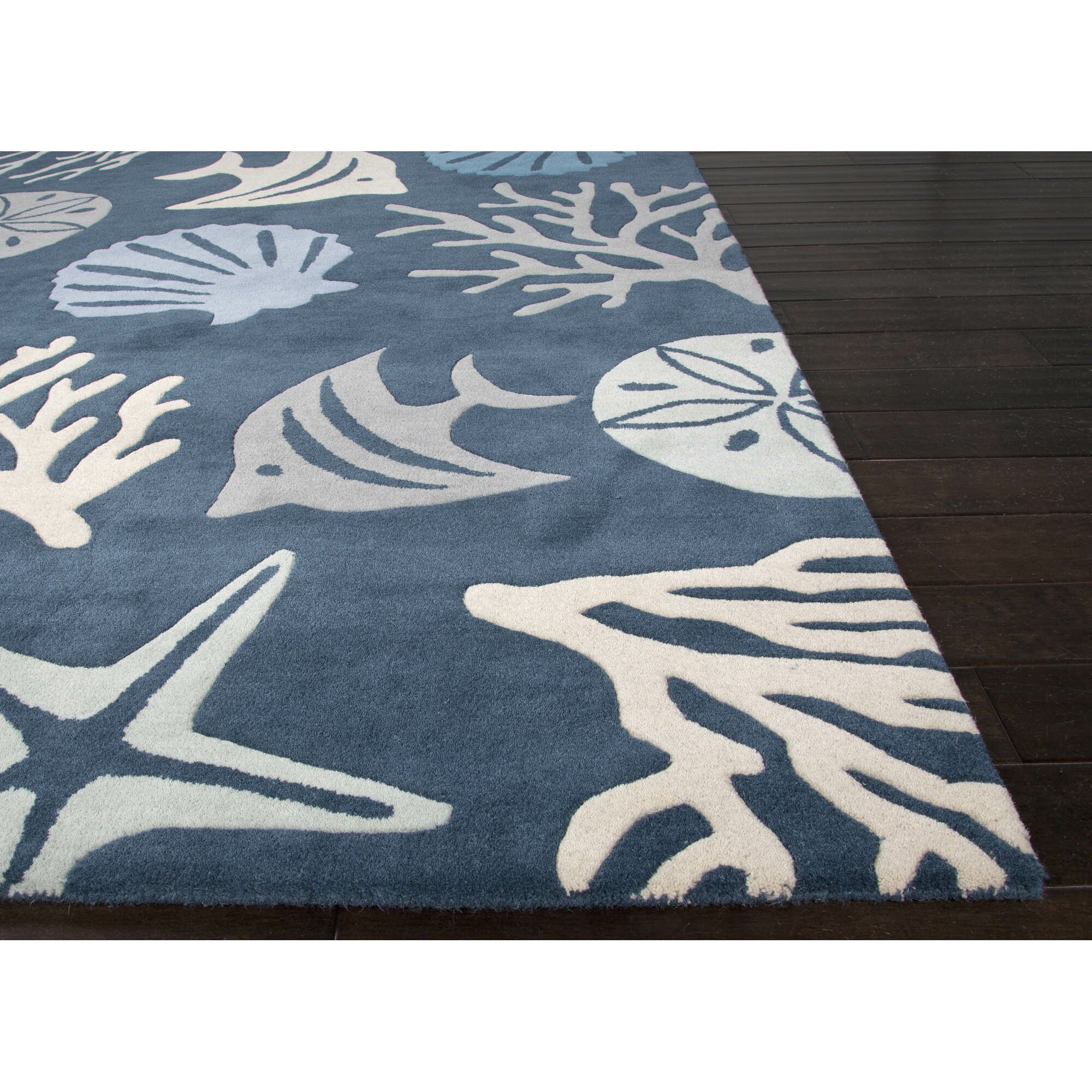 Jaipurliving Coastal Seaside Hand-tufted Blue Ivory Area Rug 