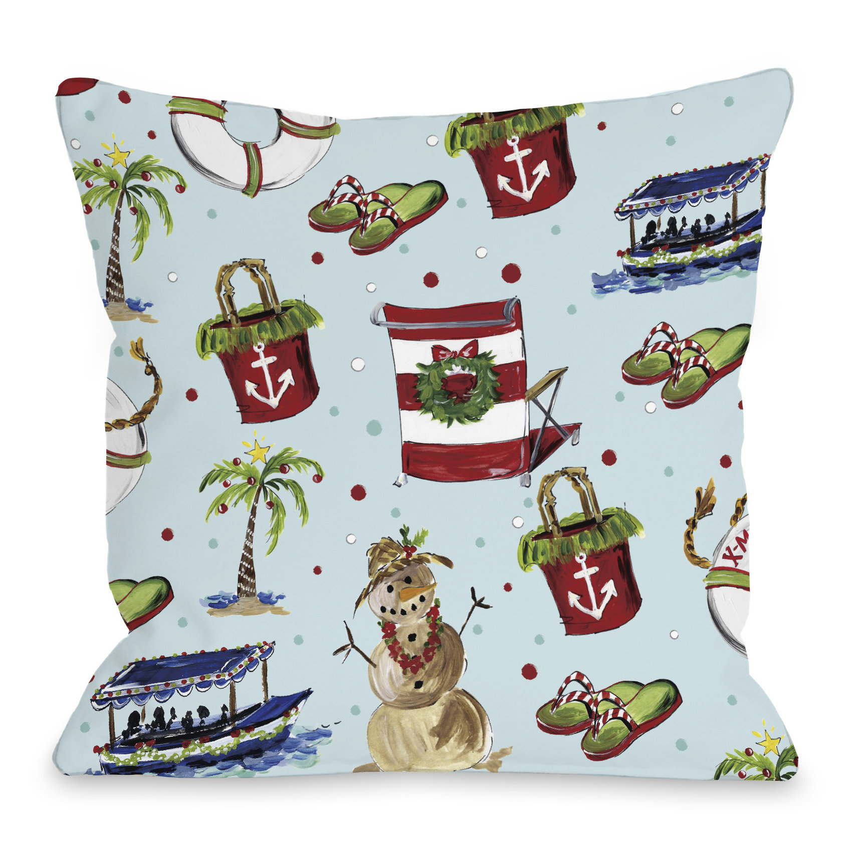 One Bella Casa Beach Christmas Throw Pillow & Reviews Wayfair