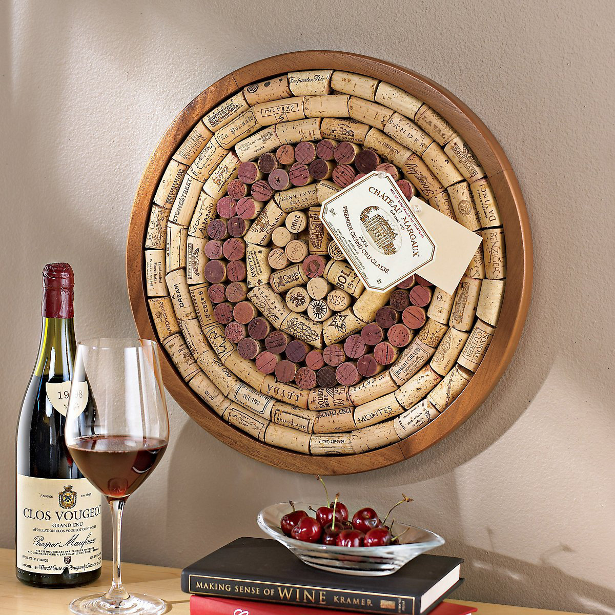 Wine Enthusiast Companies Round Wine Cork Board Kit Bulletin Board