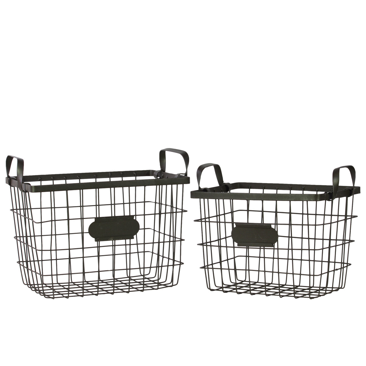 Urban Trends Metal Wire Basket with Mesh Sides, Handles and Card