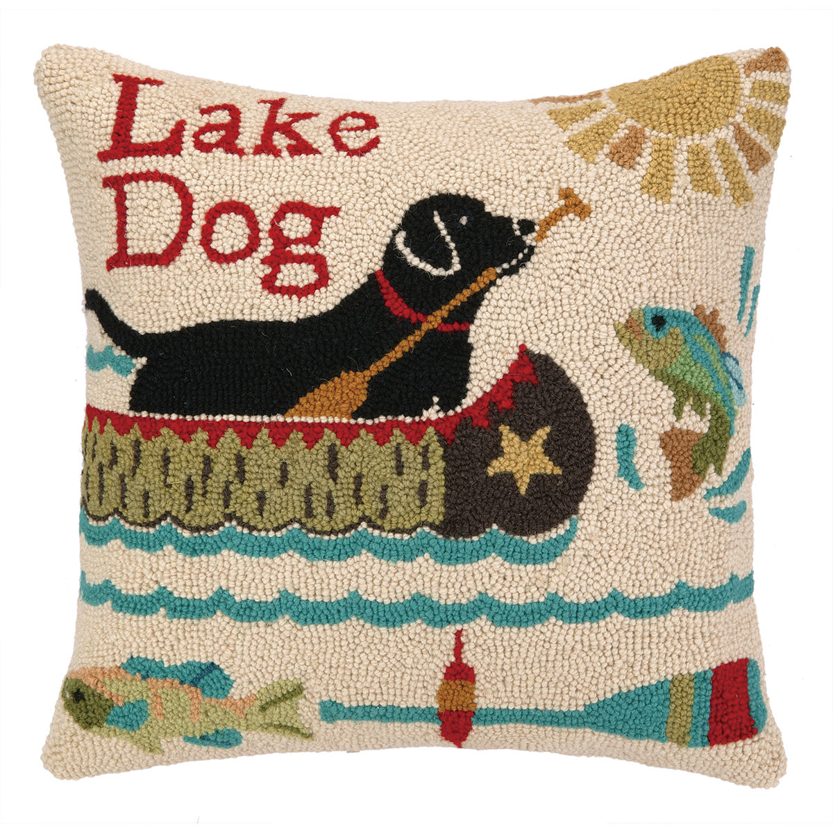 Peking Handicraft Lake Dog Hook Wool Throw Pillow & Reviews Wayfair