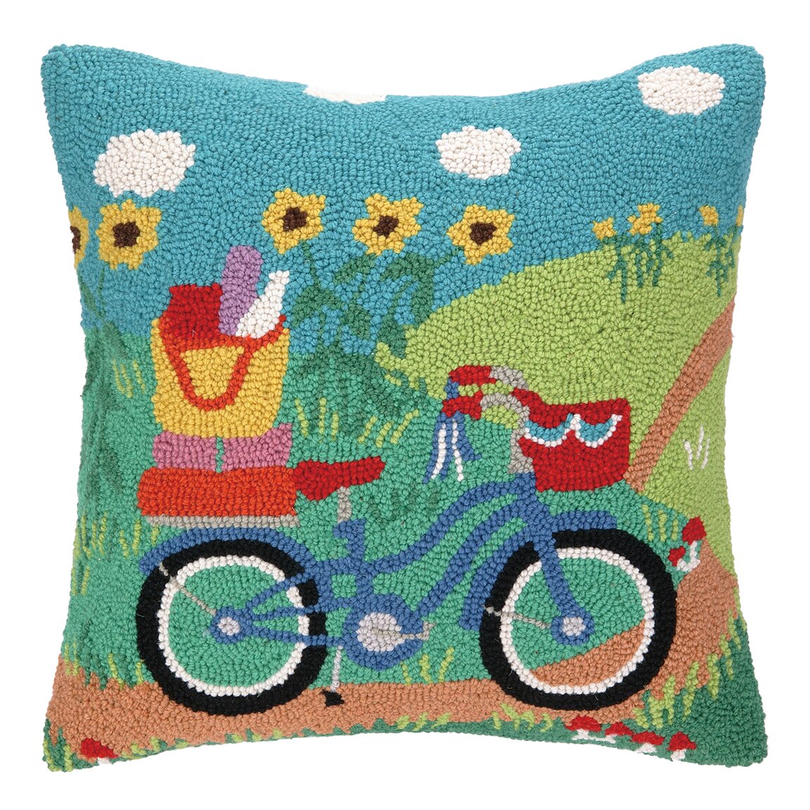 Peking Handicraft Going Places Bike Hook Wool Throw Pillow & Reviews ...