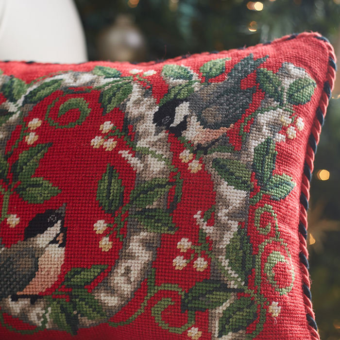 Peking Handicraft Joy Chickadee Needlepoint Lumbar Pillow & Reviews