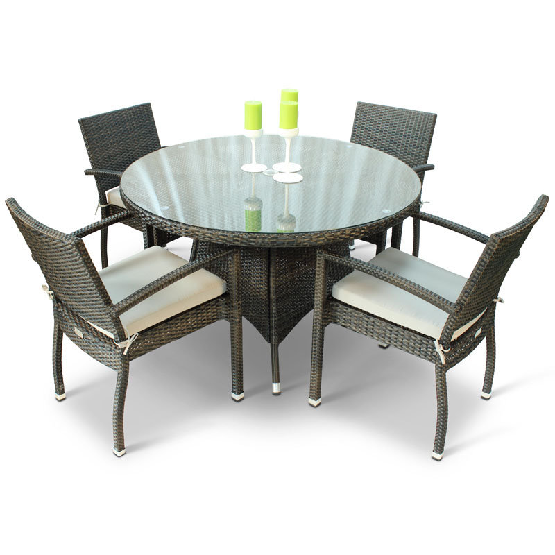 BrackenStyle Juliana Rattan Dining Set With Glass Top Wayfair UK