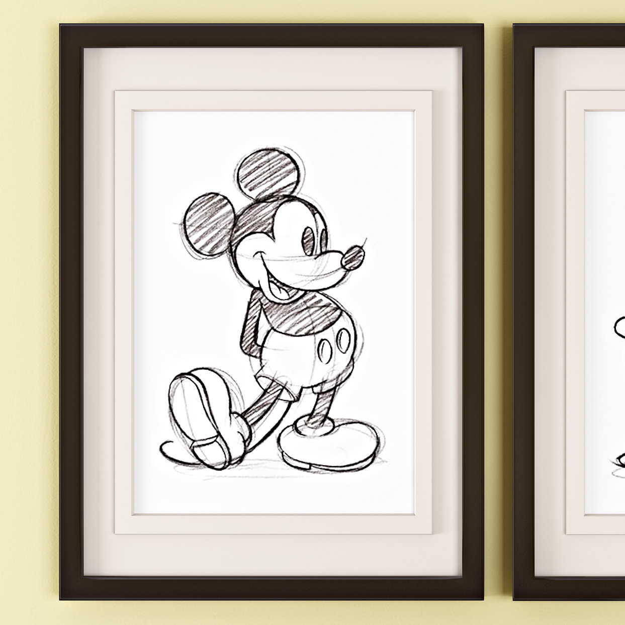 Art Group Mickey Mouse Sketched Single Mounted Framed Art Print