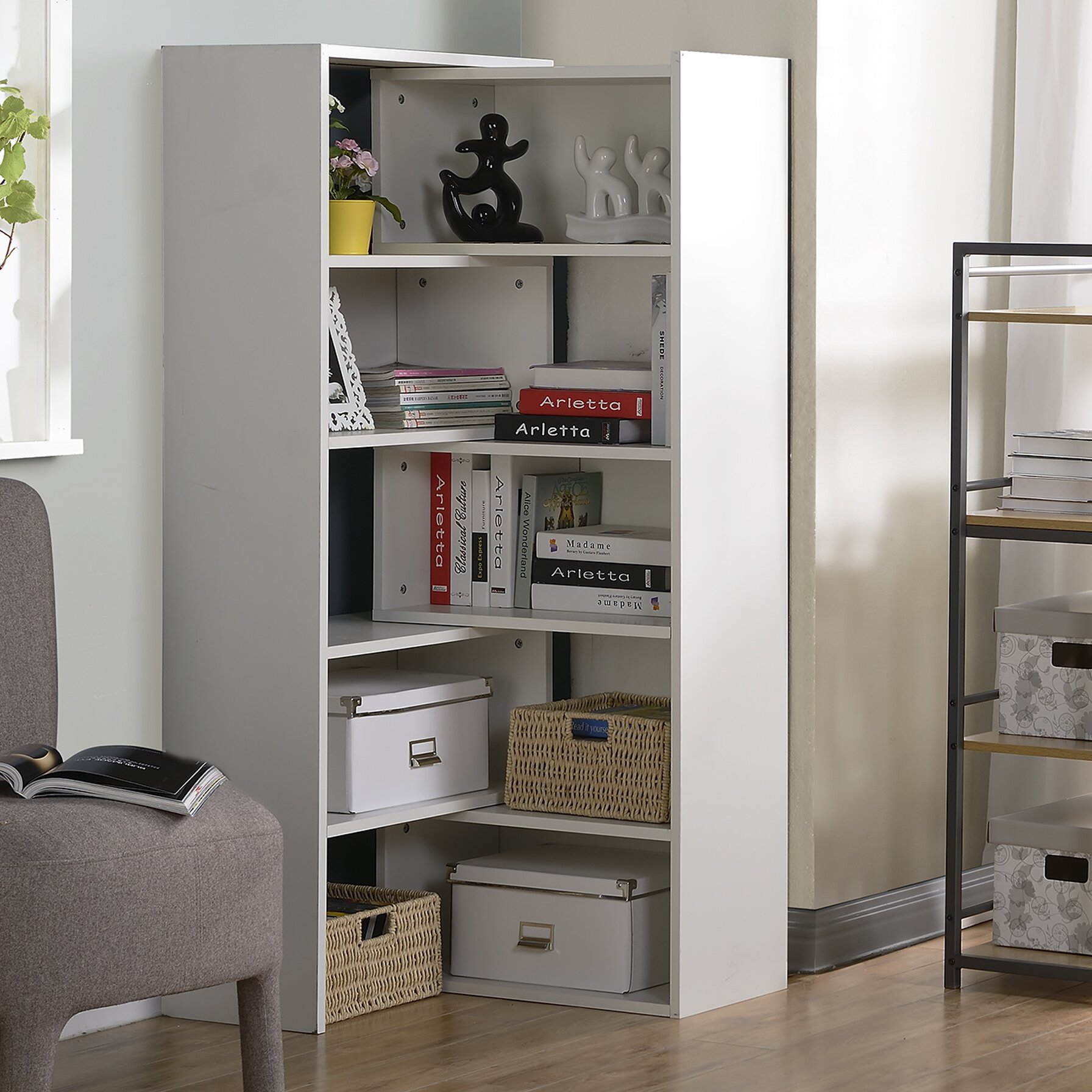 Minimalist Corner Bookcase Unit for Small Space