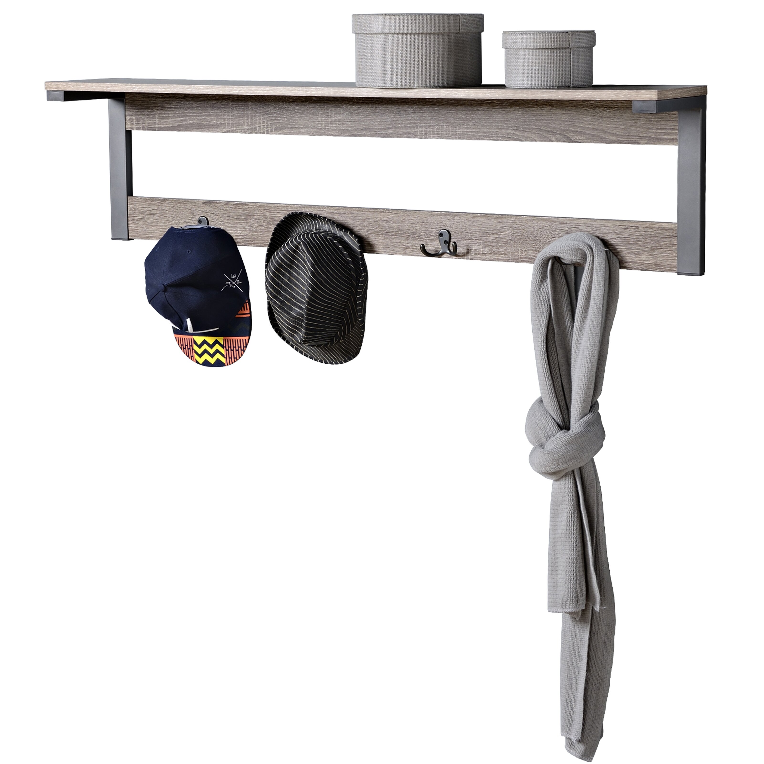shelf with hooks for entryway