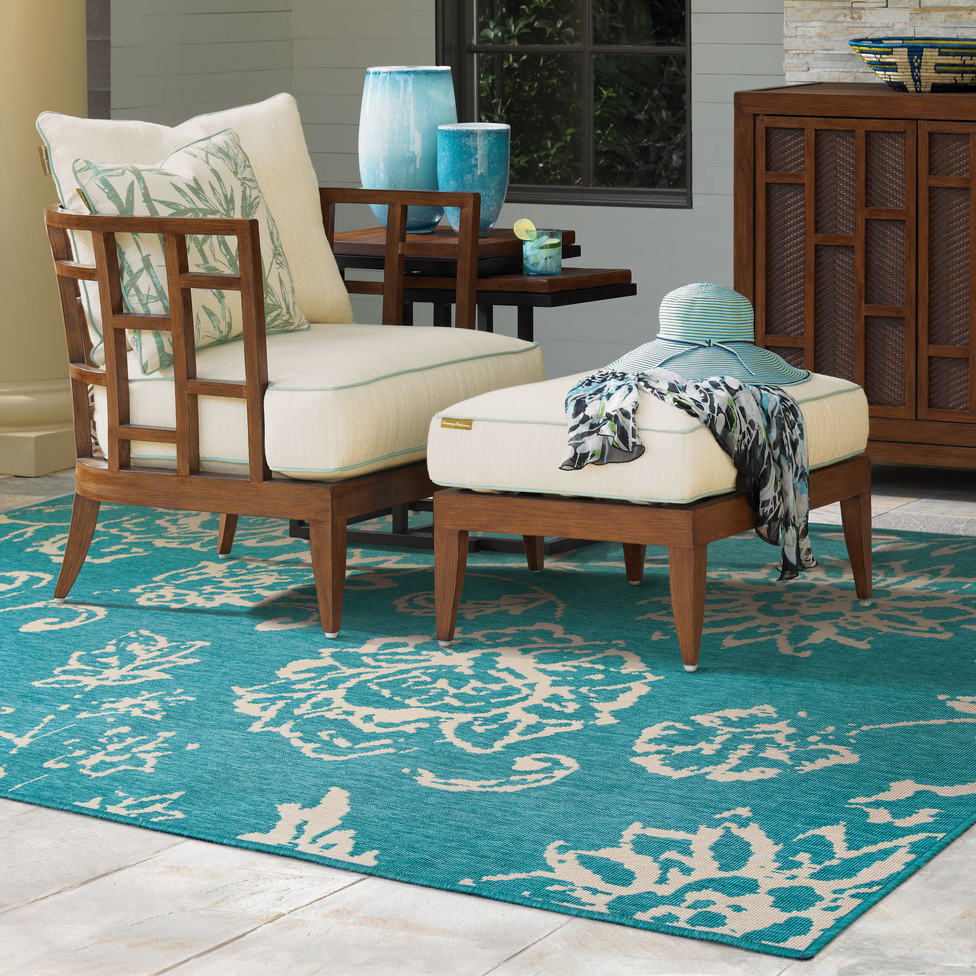 Tommy Bahama Home Seaside Teal/Beige Indoor/Outdoor Area Rug & Reviews