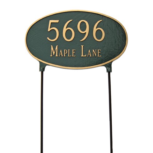 lawn address metal sided oval montague sign plaque wayfair