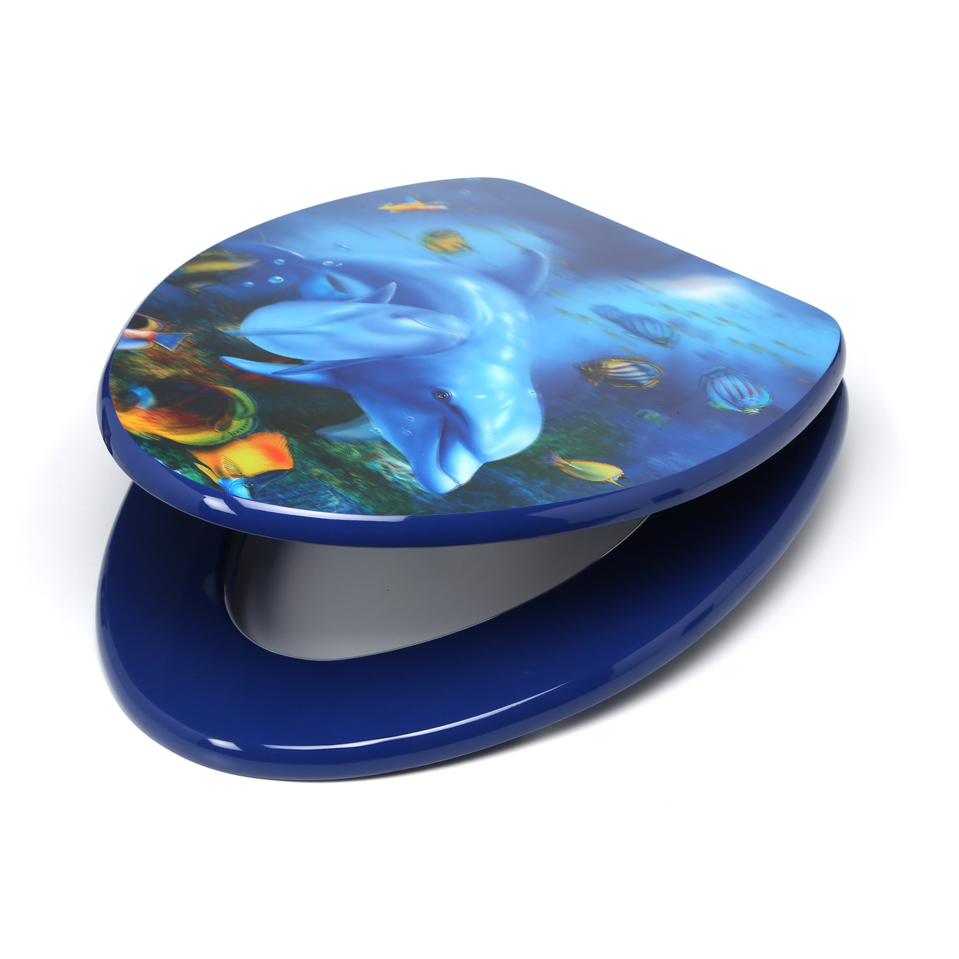 Topseat 3D Ocean Series Dolphin Mother and Calf Elongated Toilet Seat