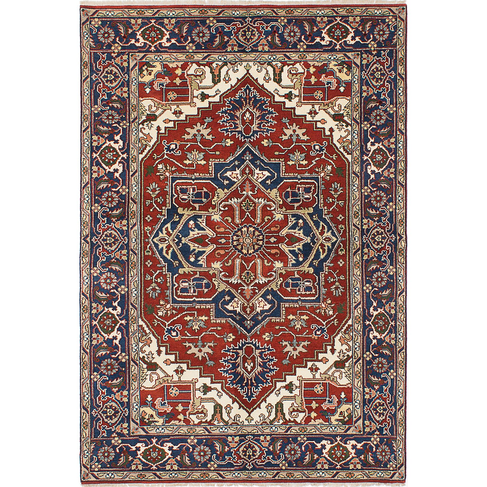 ECARPETGALLERY Hand-Knotted Navy Blue/Red Area Rug | Wayfair