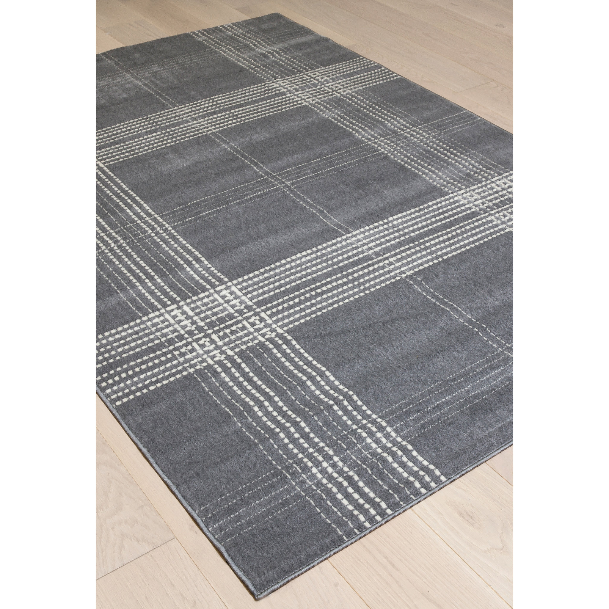 Abacasa Broadway Plaid Gray/Ivory Area Rug Wayfair