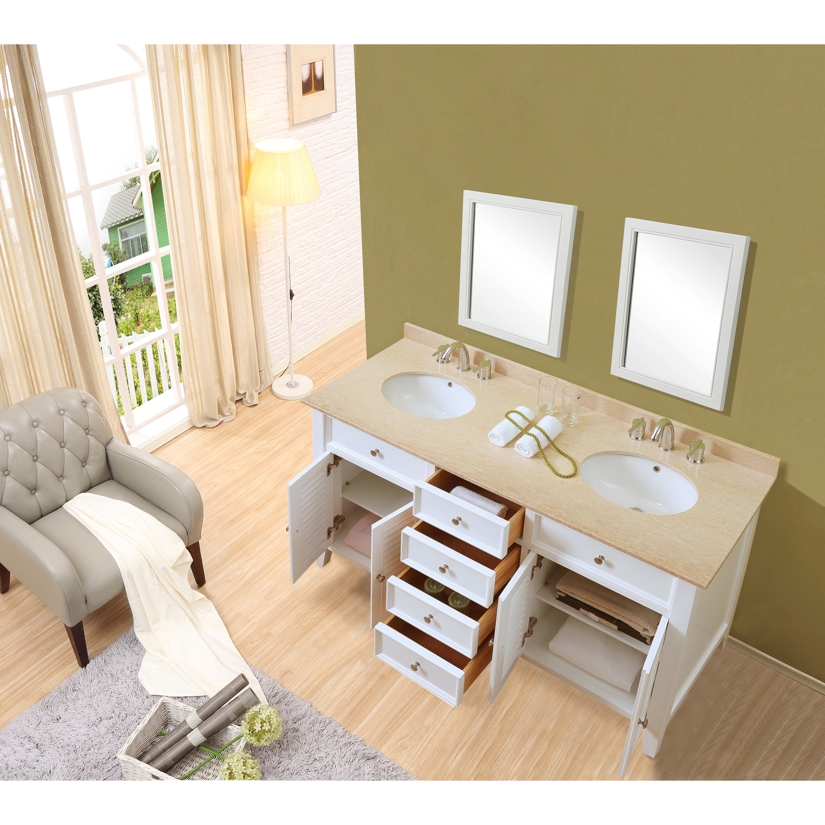 J&J International LLC Shutter 60" Double Vanity Set & Reviews Wayfair