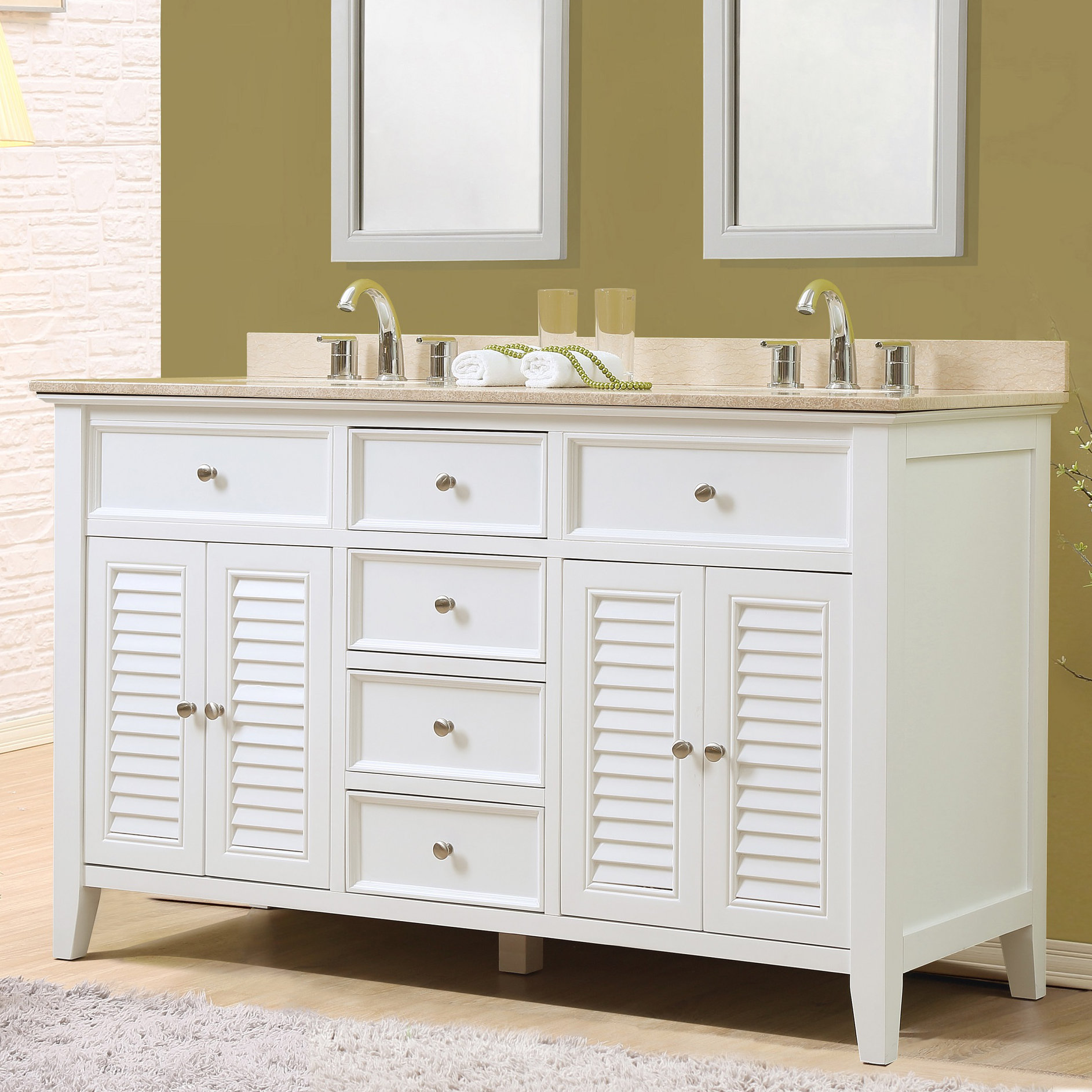 J&J International LLC Shutter 60" Double Vanity Set & Reviews Wayfair