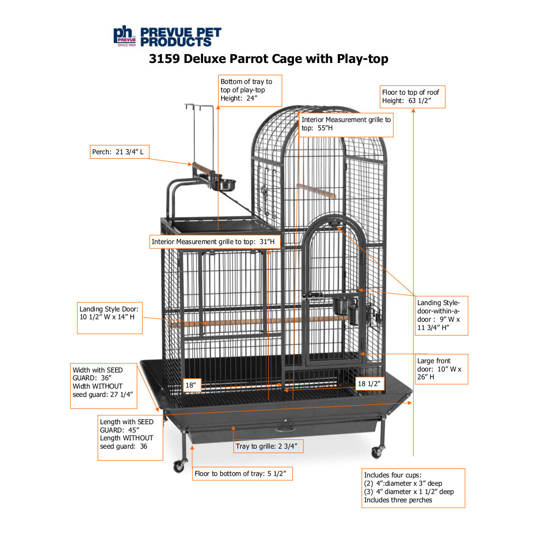 Prevue Hendryx Deluxe Parrot Bird Cage with Play Top & Reviews Wayfair