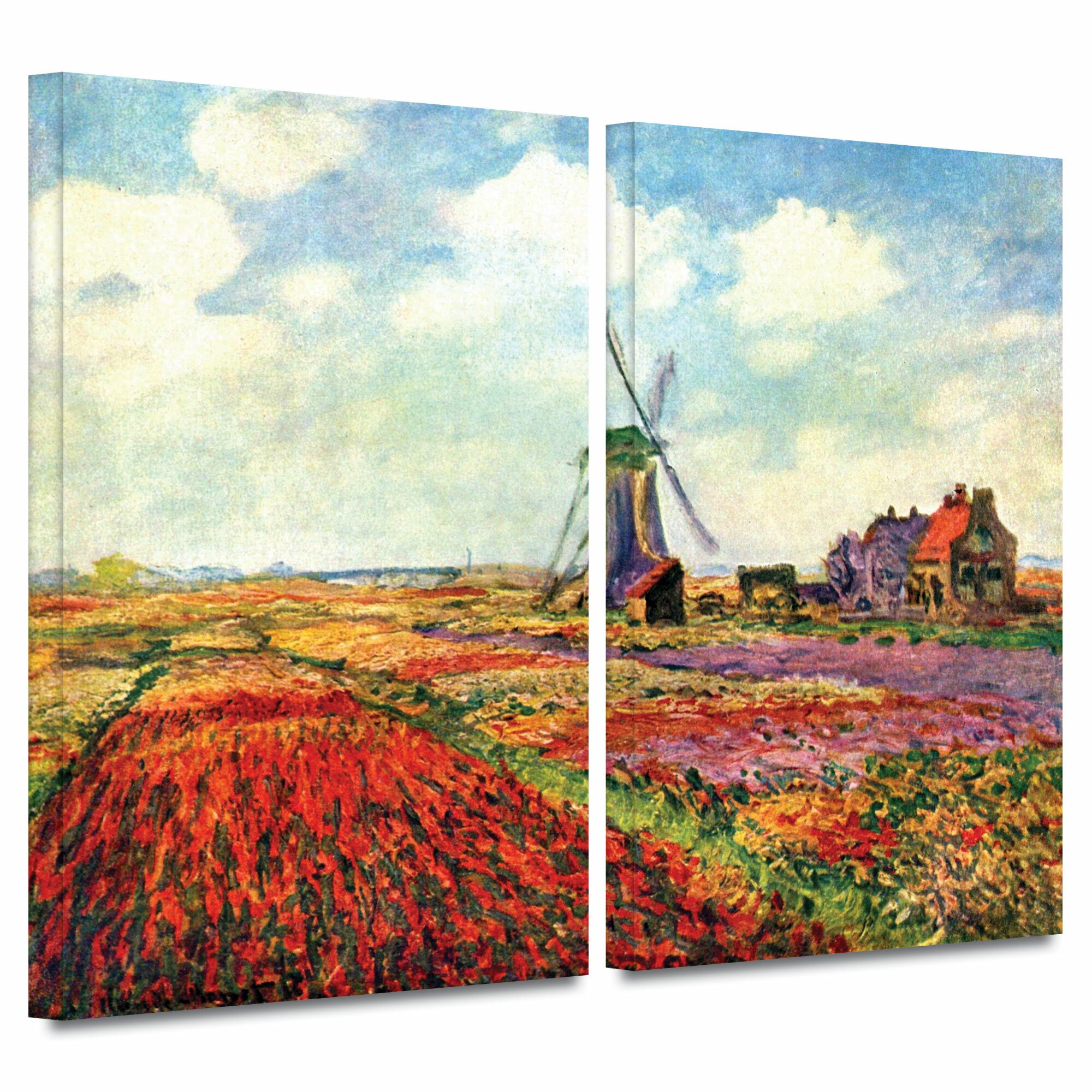 ArtWall 'Windmill' by Claude Monet 2 Piece Painting Print on Wrapped ...