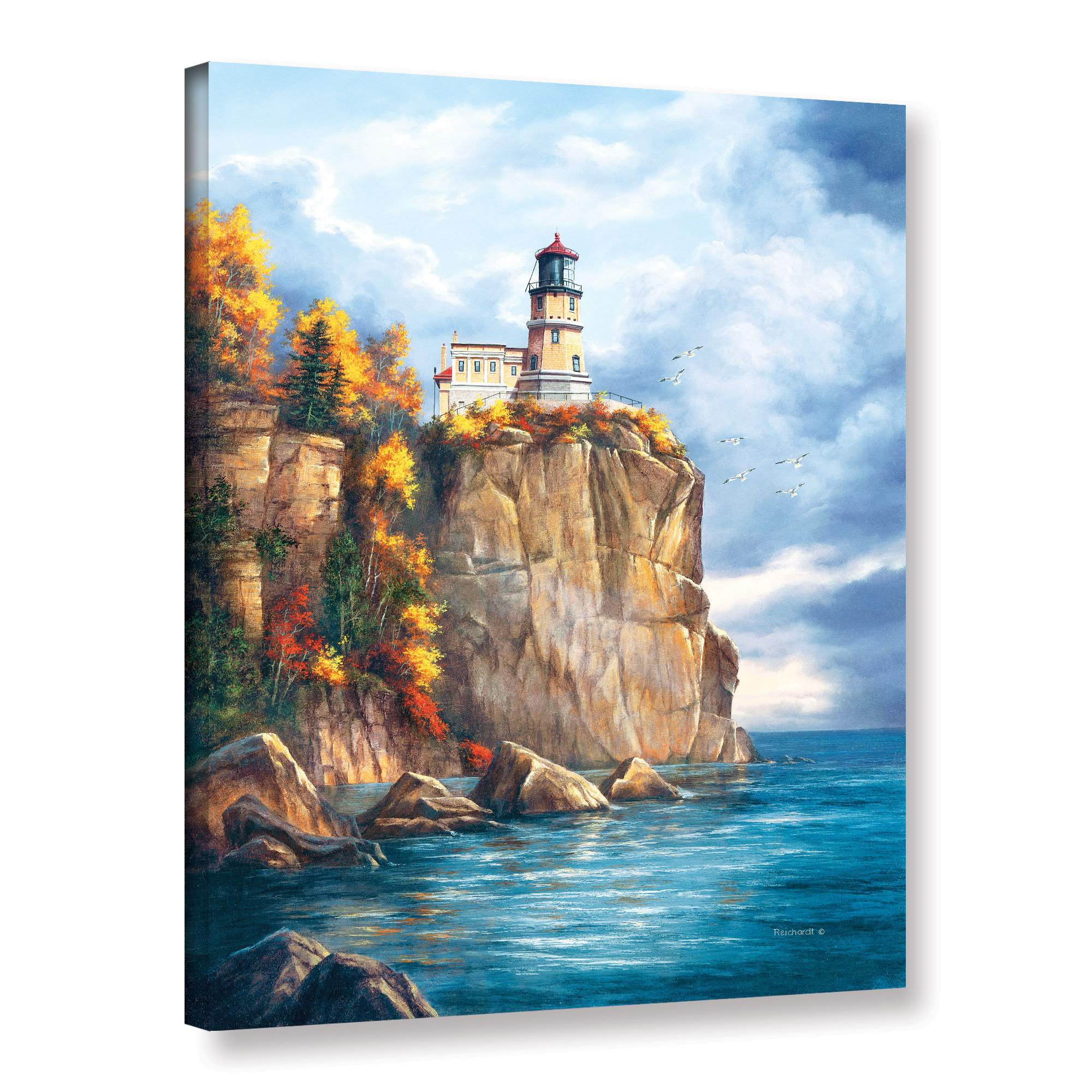 Breakwater Bay Split Rock Lighthouse Painting Print on Wrapped Canvas