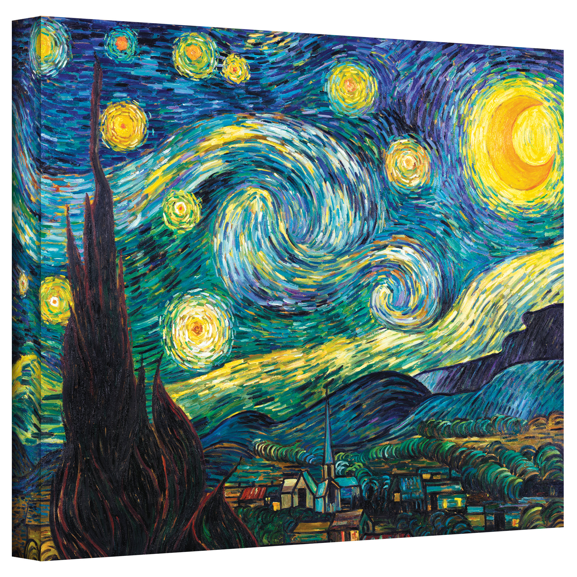 Alcott Hill Starry Night by Vincent Van Gogh Painting Print on Canvas