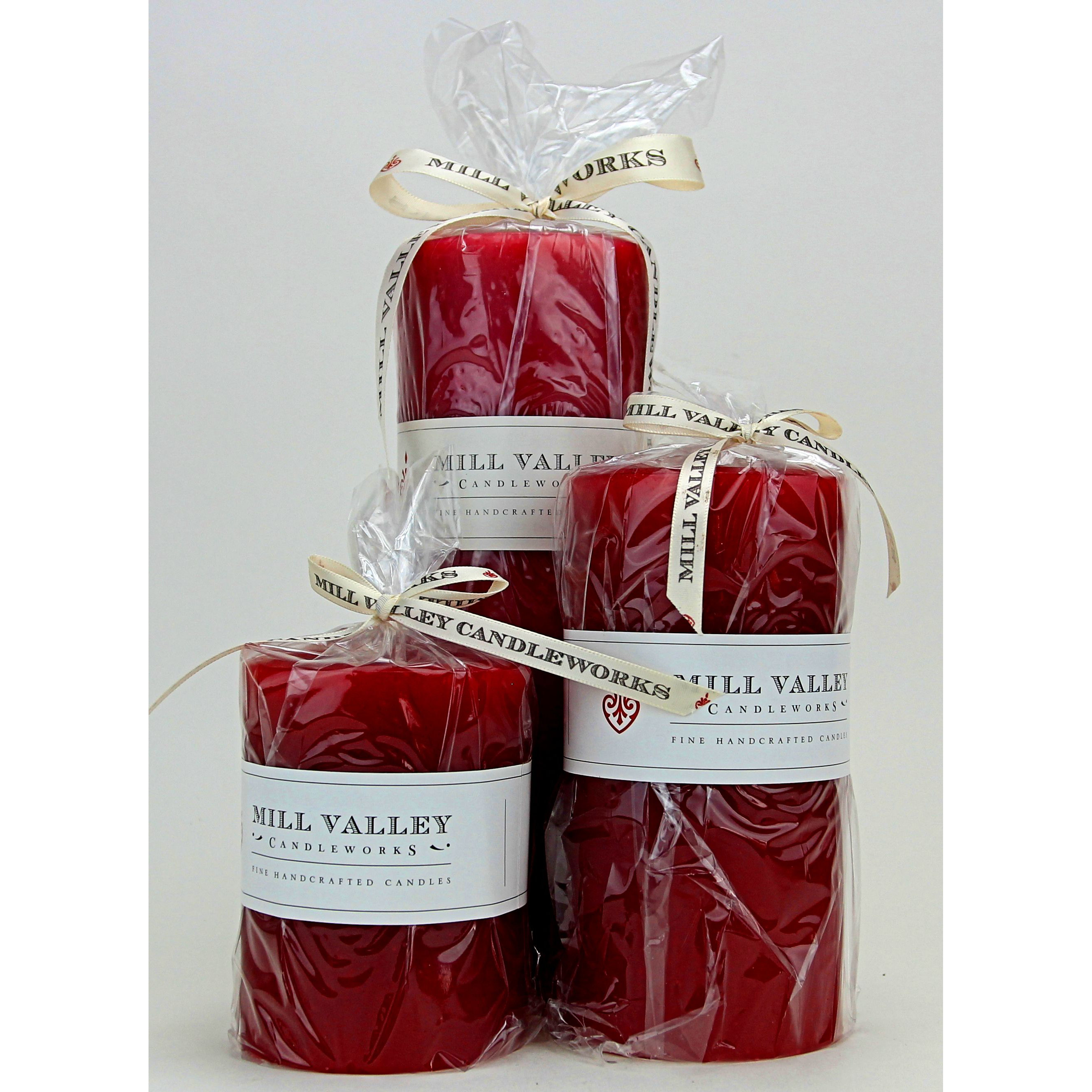 Mill Valley Candleworks 3 Piece Red Currant Scented Pillar Candle Set