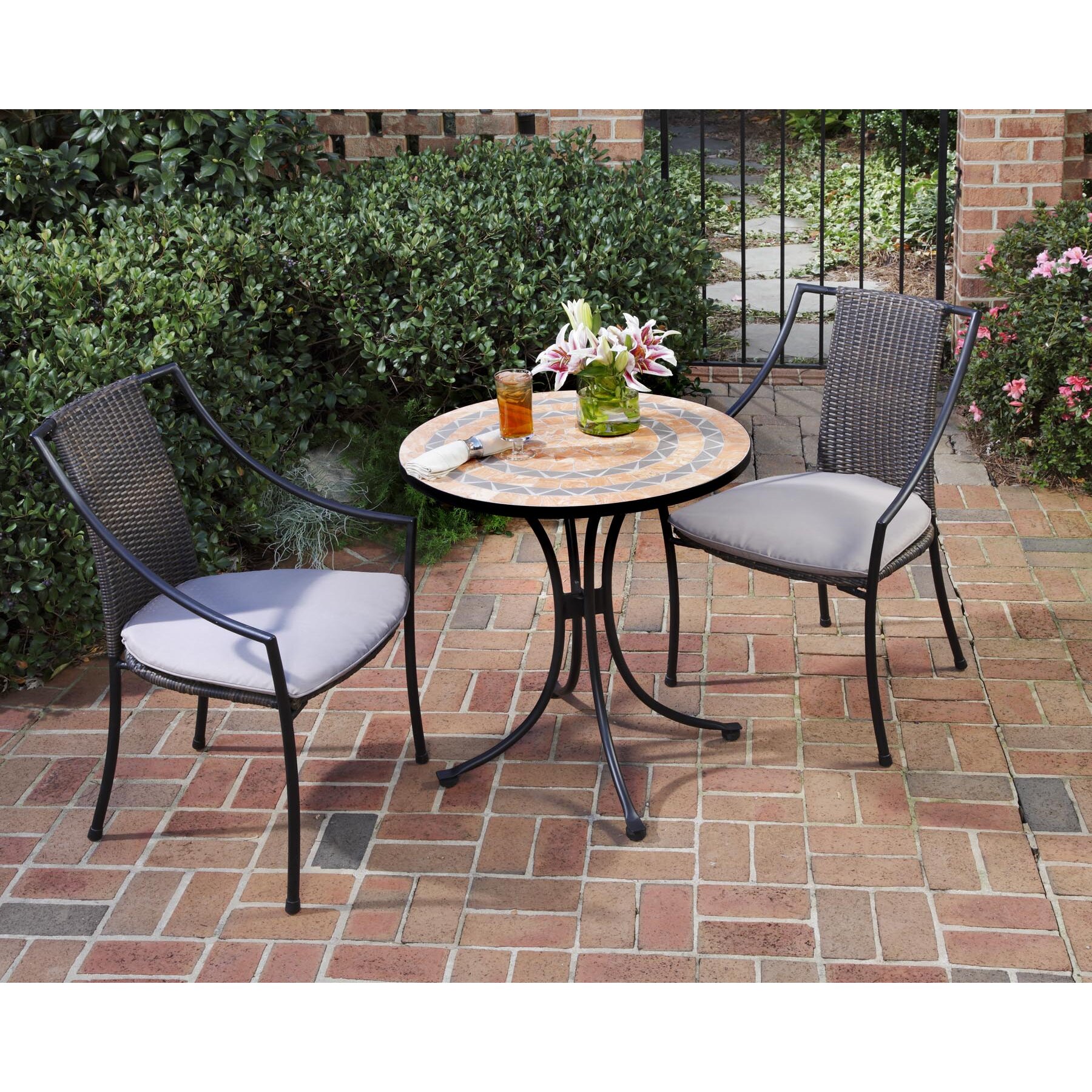 Home Styles Terra Cotta 3 Piece Bistro Set with Cushions & Reviews ...