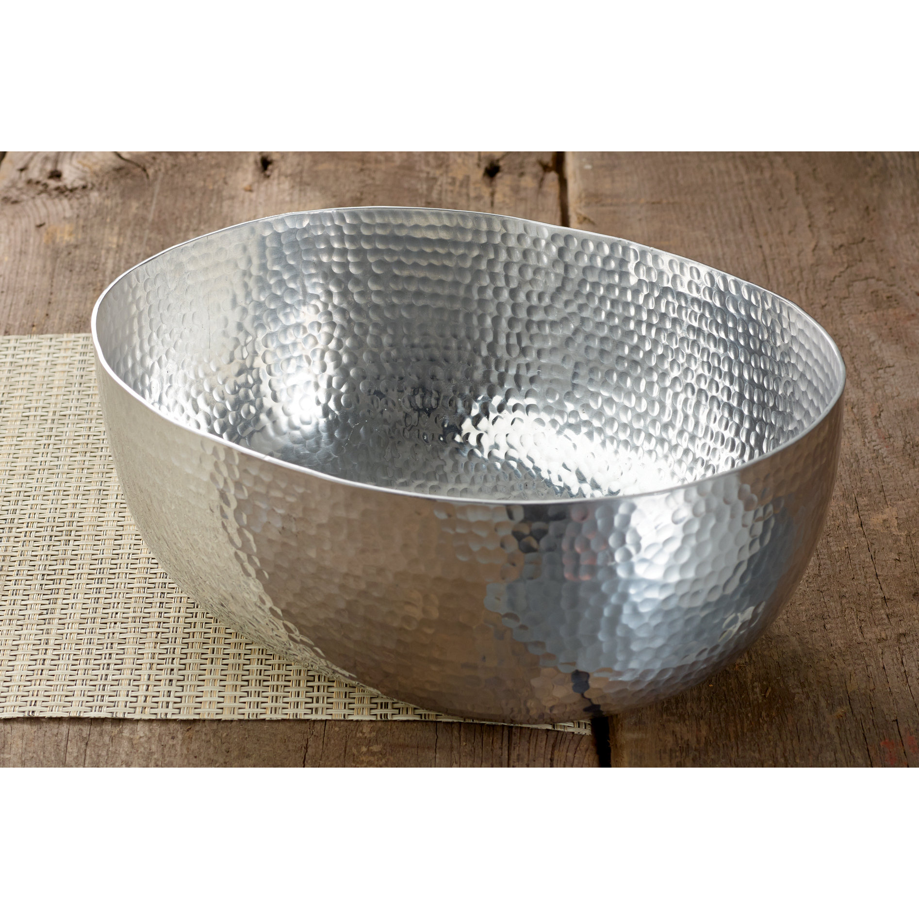 Kindwer 12" Oval Hammered Aluminum Serving Bowl Wayfair