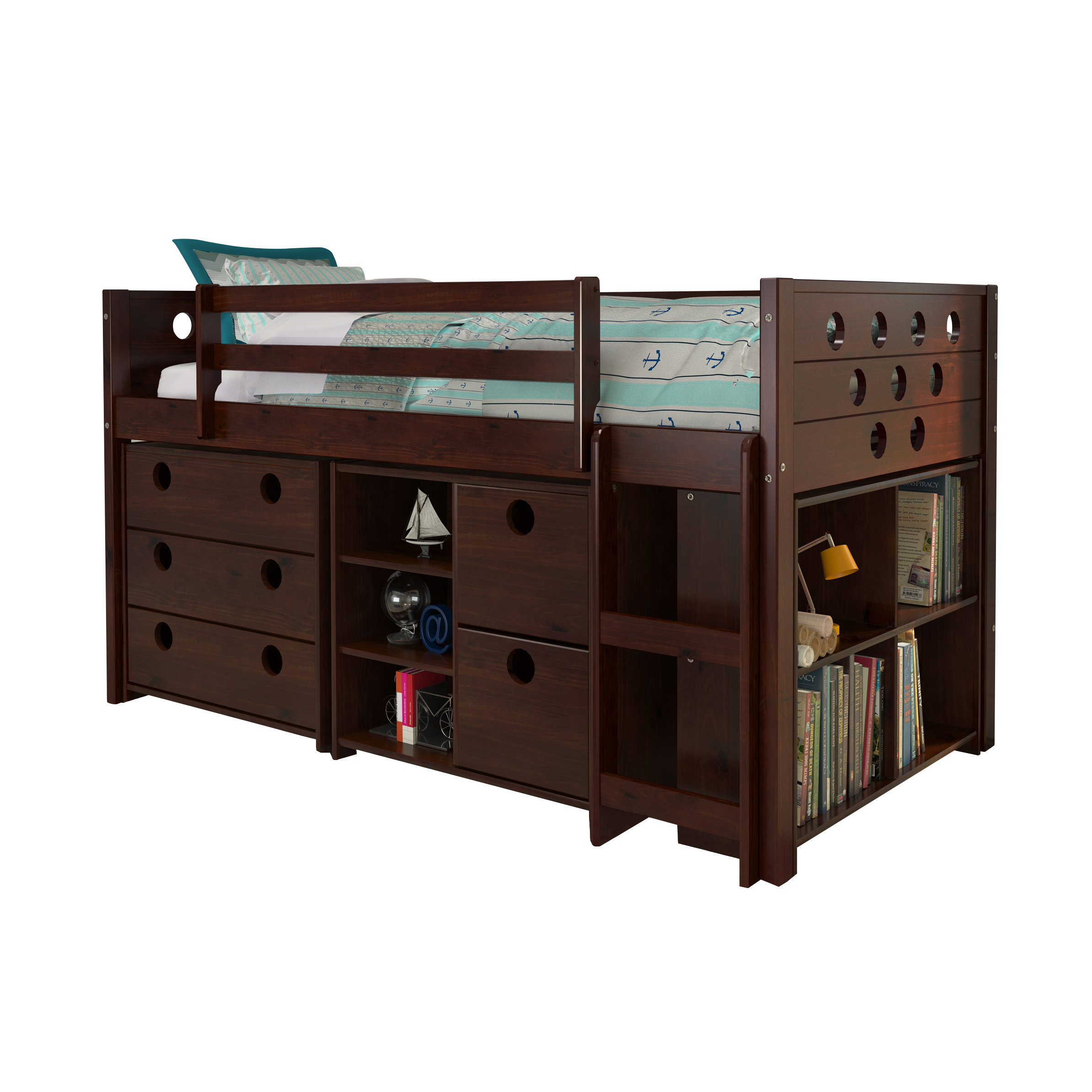 Donco Kids Circles Twin Loft Bed with Storage \u0026 Reviews 