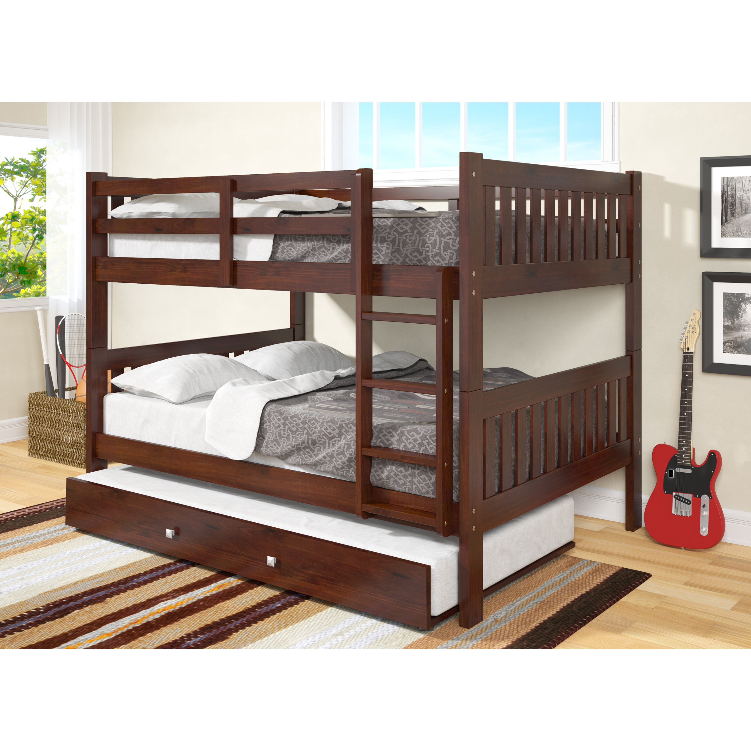 Donco Kids Full over Full Bunk Bed with Trundle & Reviews Wayfair