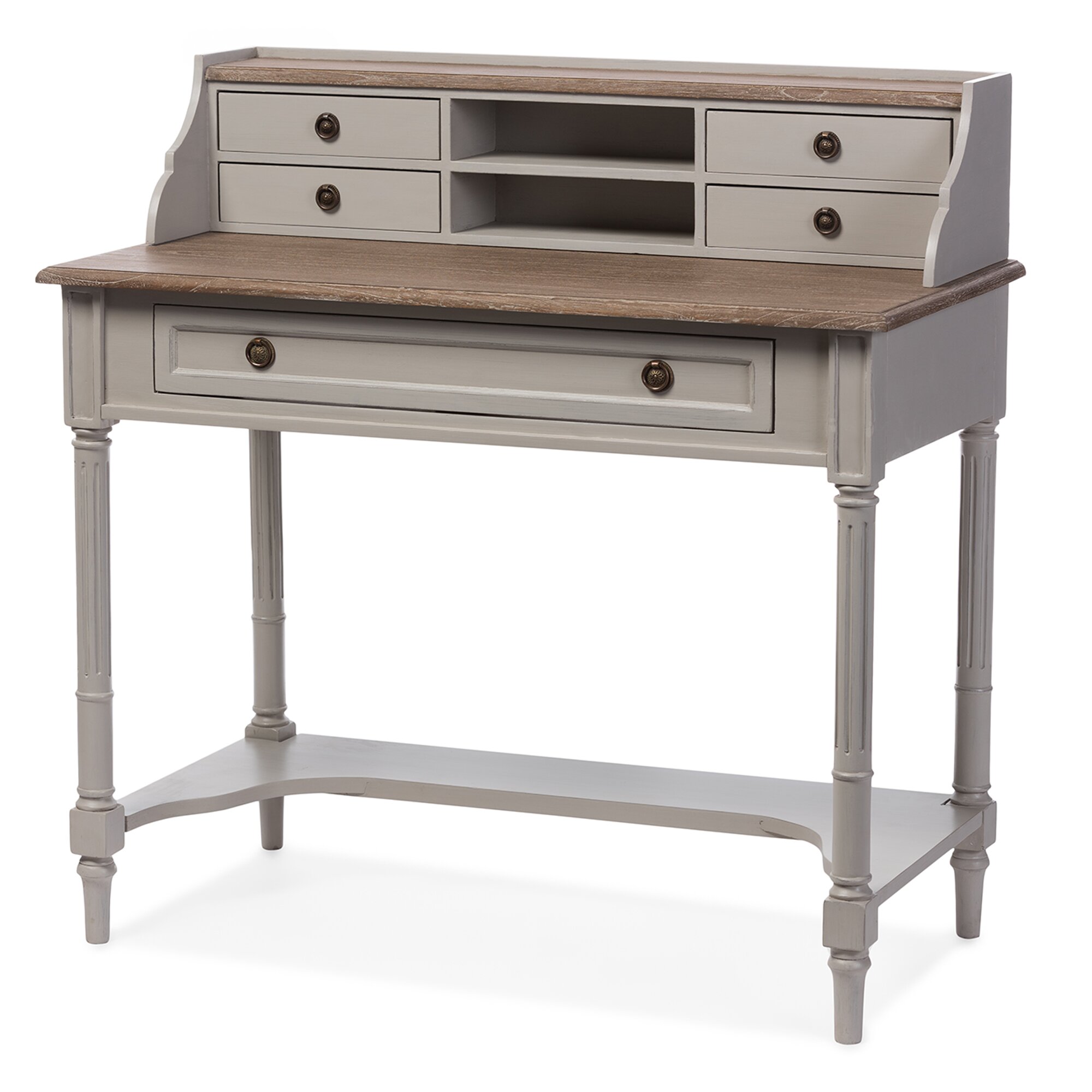 Edouard French Provincial Style White Wash Distressed Two tone Writing Desk EDD3VM M B W1