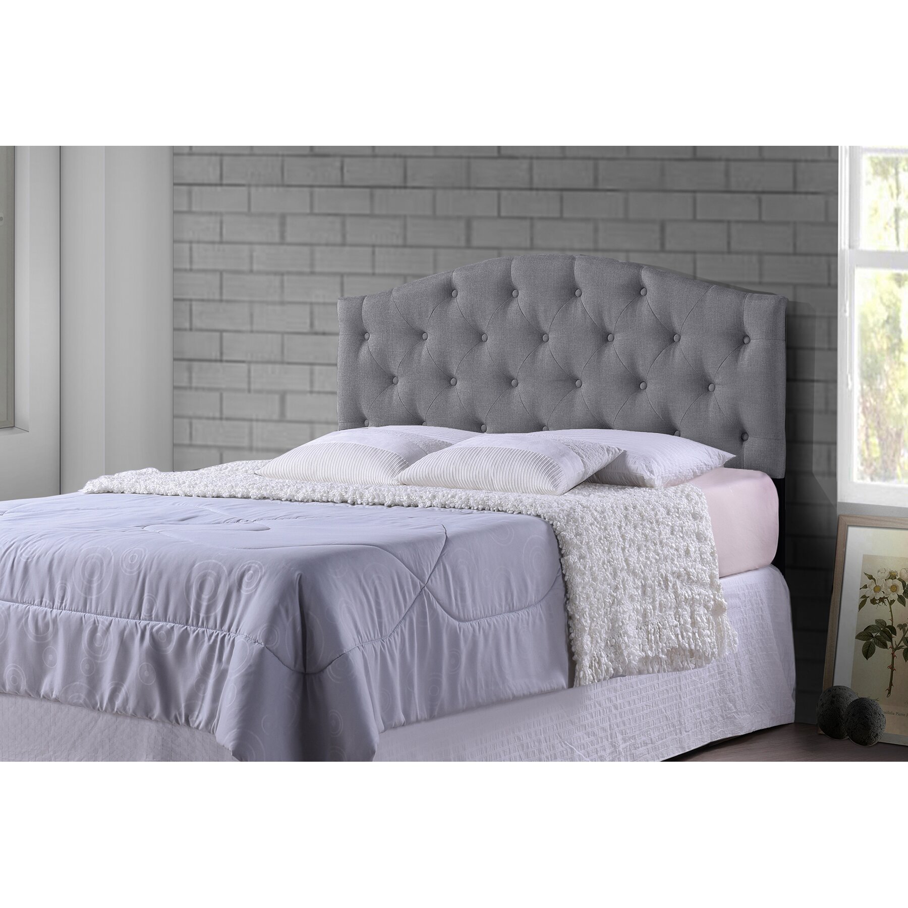 Wholesale Interiors Baxton Studio Myra Queen Size Grey Scalloped Headboard Wayfair