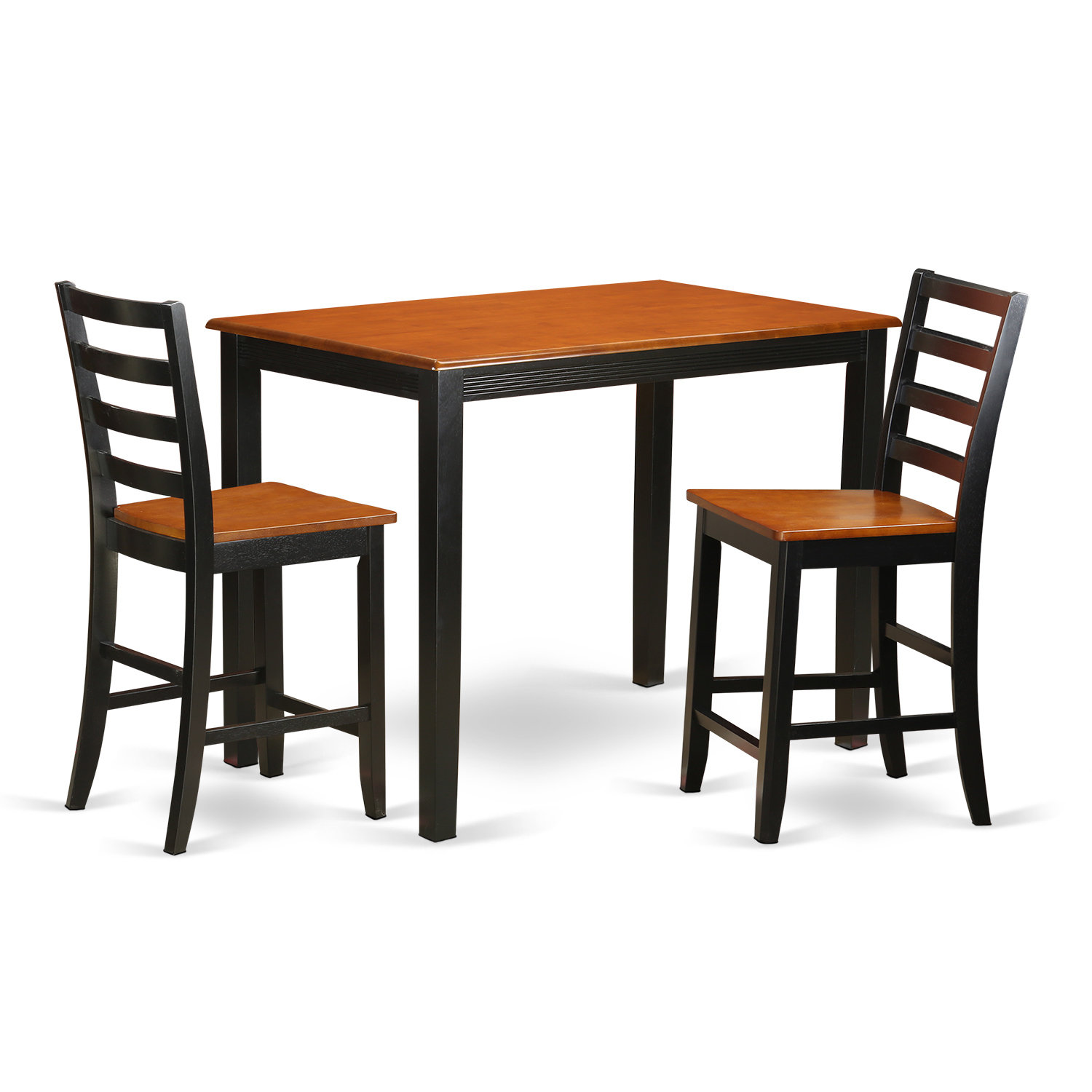 3 Piece Counter Height Pub Set pub Table and 2 Kitchen Dining Chairs