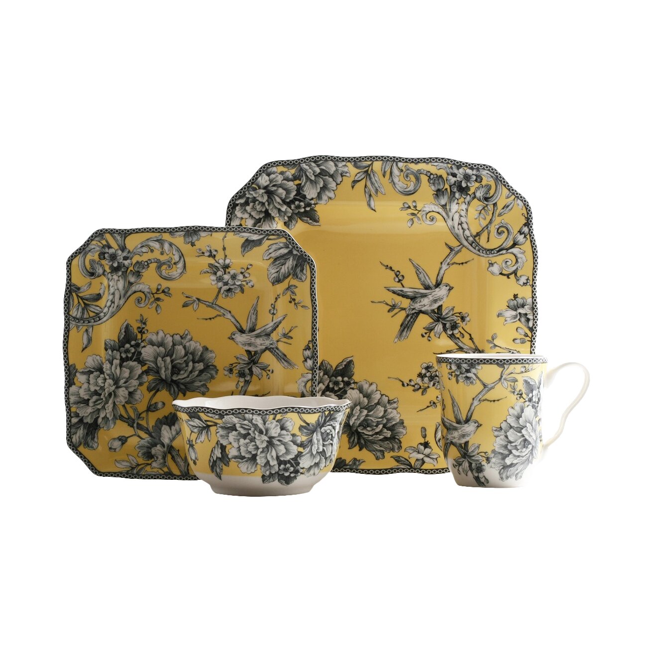 222 Fifth Adelaide 16 Piece Dinnerware Set in Yellow &amp; Reviews ...