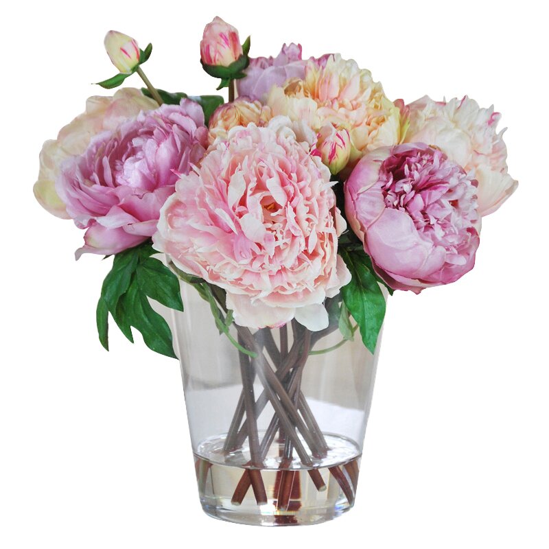 Jane Seymour Botanicals Multi Pink Peonies in Glass Vase & Reviews ...