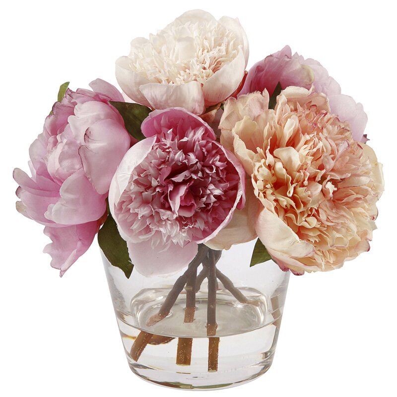 Jane Seymour Botanicals Multi Pink Peonies In Glass Vase And Reviews