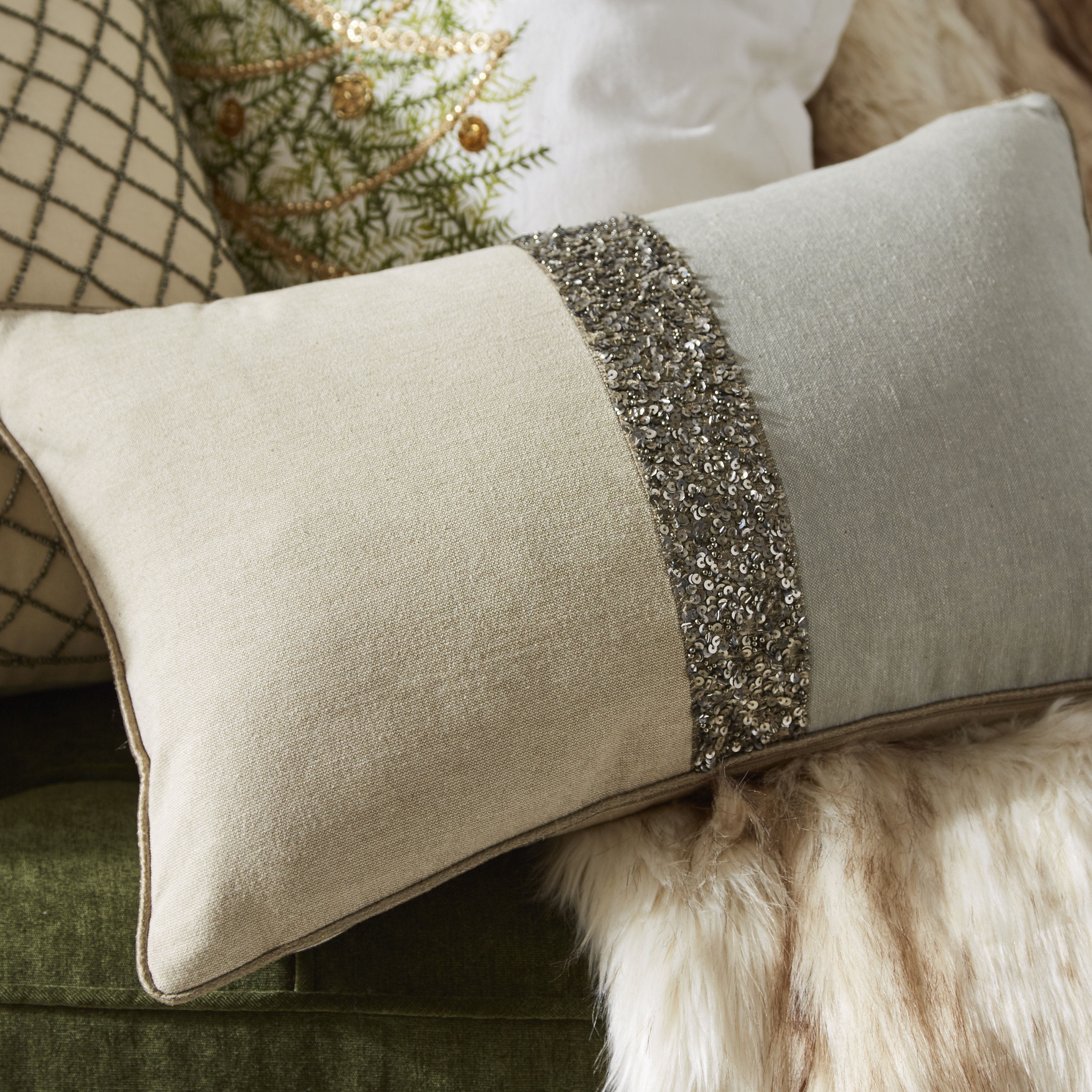 Saro The Posh 2 Tone Beaded Cotton Throw Pillow & Reviews Wayfair