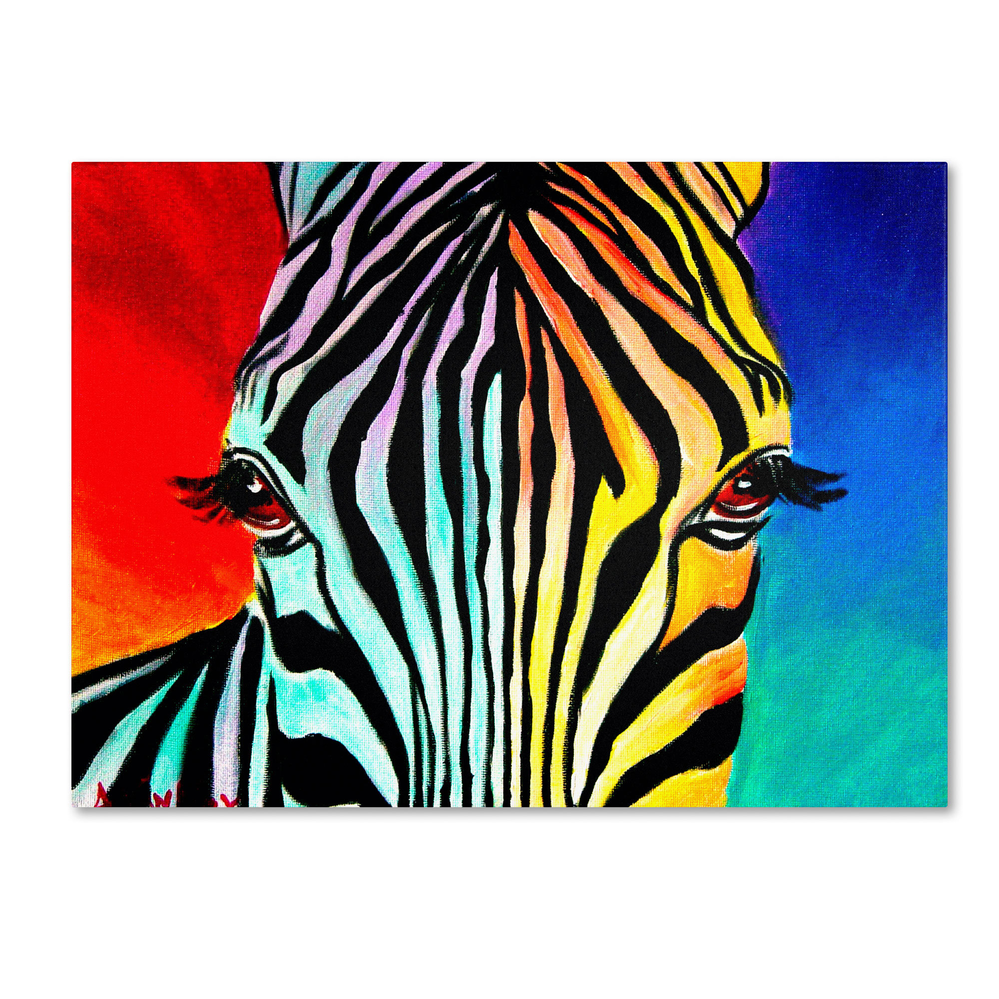 Trademark Art "Zebra" by DawgArt Painting Print on Wrapped Canvas