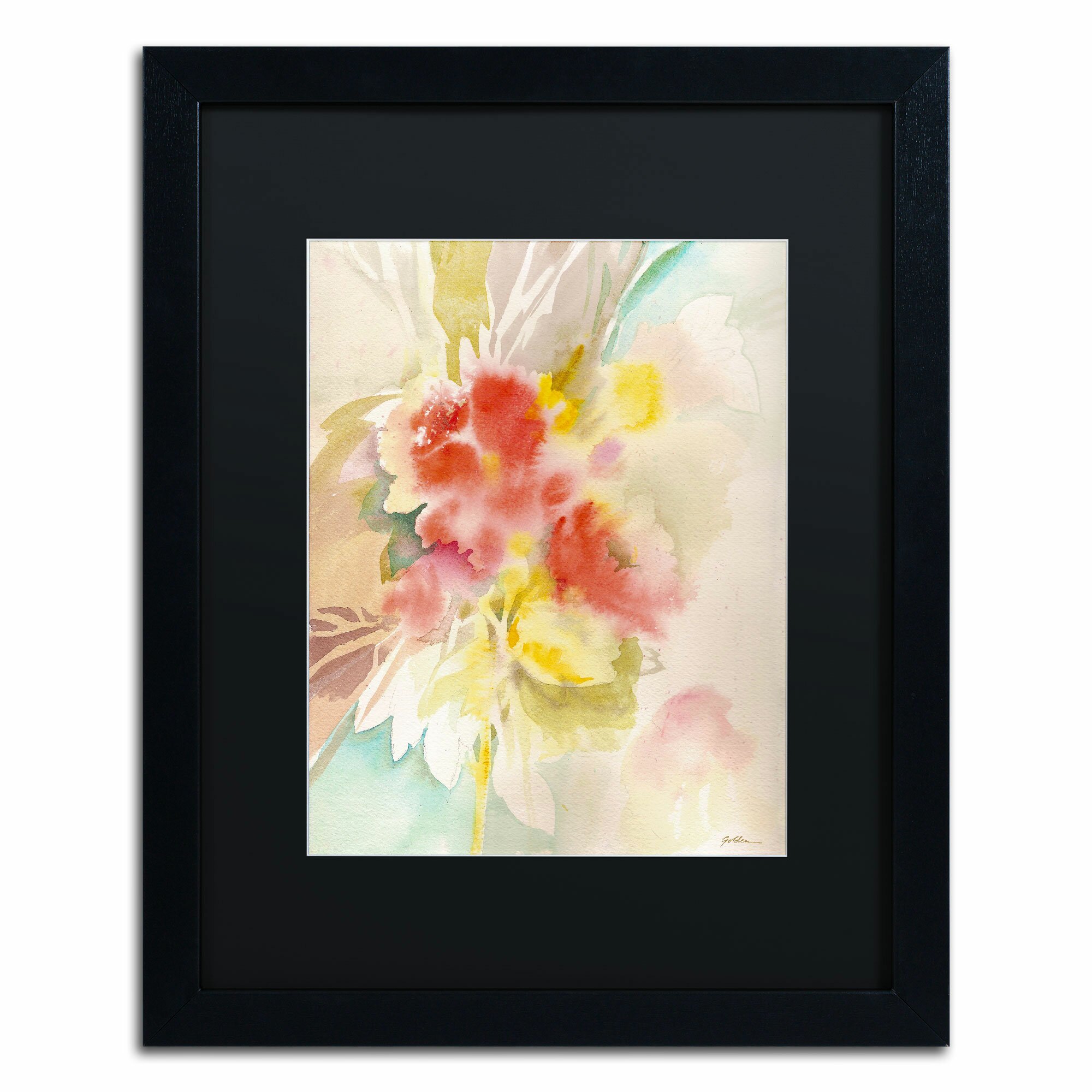 Trademark Art 'Red Flower Shadows' by Sheila Golden Framed Painting Print Wayfair