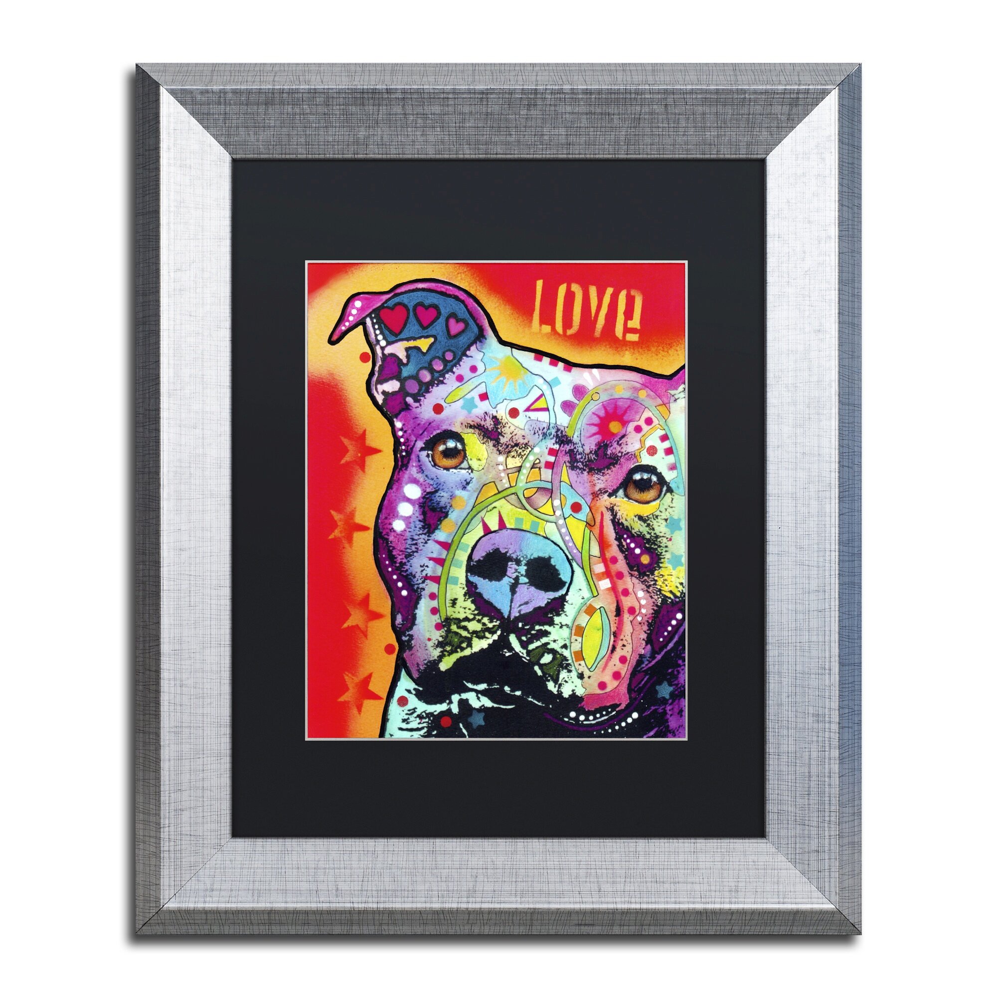 Trademark Art Thoughtful Pitbull by Dean Russo Framed Painting Print ...