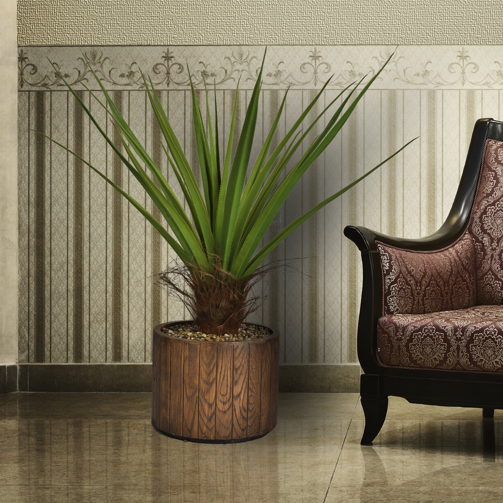 Laura Ashley Home Tall Agave Floor Plant in Cylinder