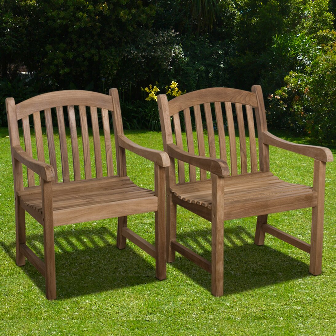 ... Home Miami Amazionia Teak Darwin Stacking Dining Arm Chair (Set of 2