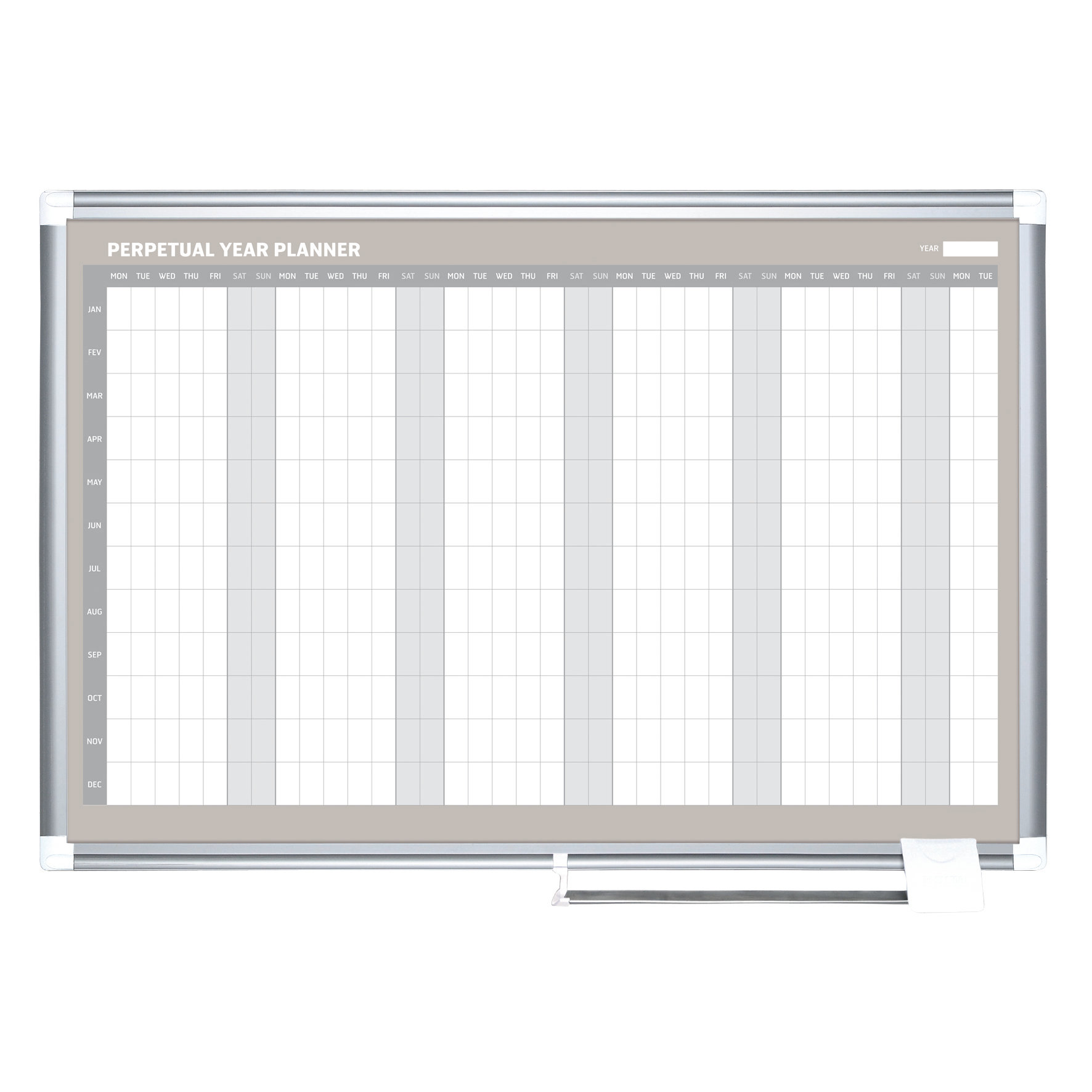 Mastervision Perpetual Year Calendar Wall Mounted Magnetic Whiteboard ...