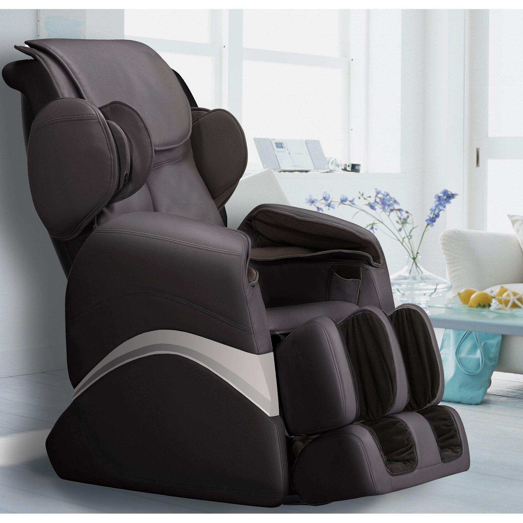 iComfort Faux Leather Zero Gravity Massage Chair with Ottoman | Wayfair