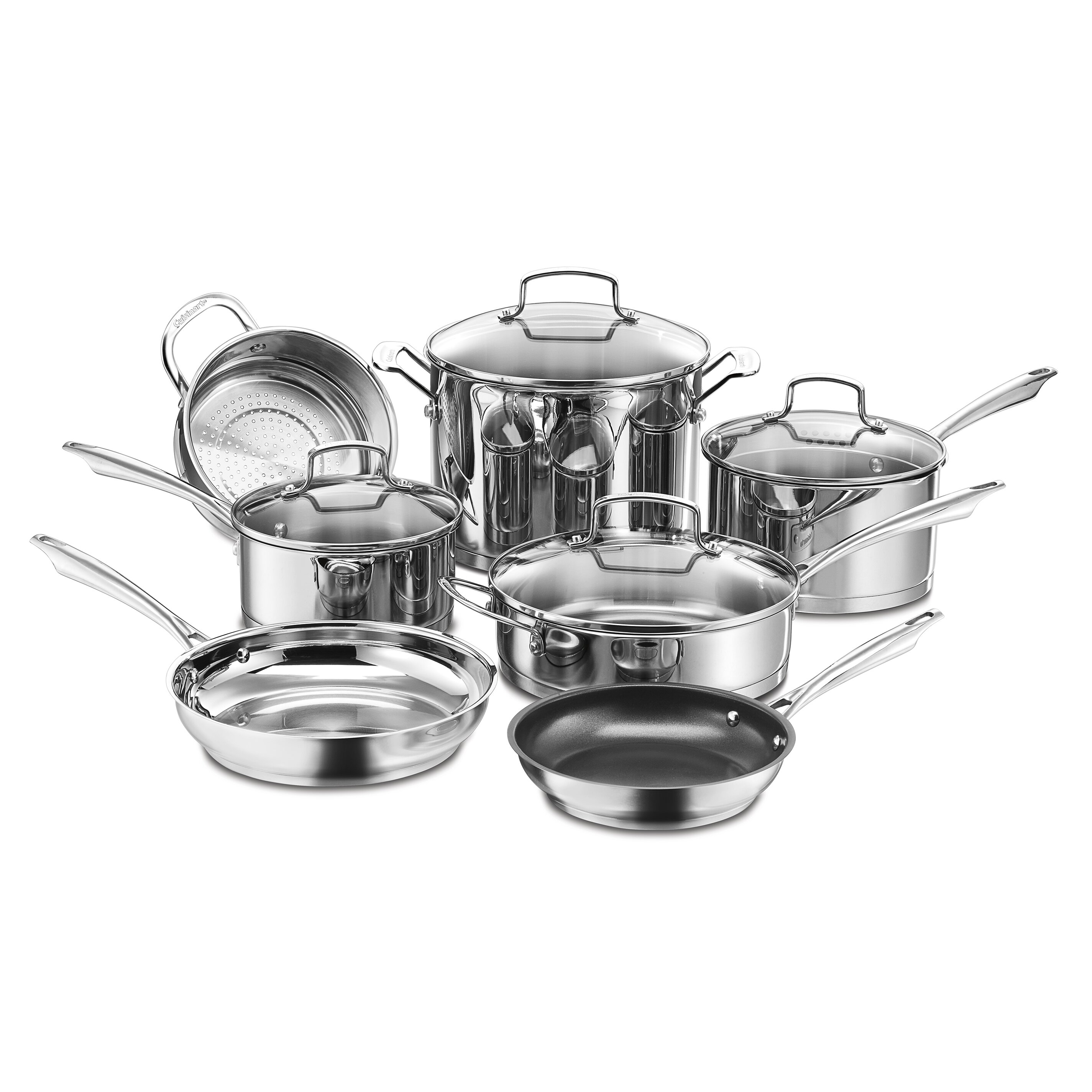 Cuisinart Professional 11 Piece Non-Stick Stainless Steel Cookware Set ...