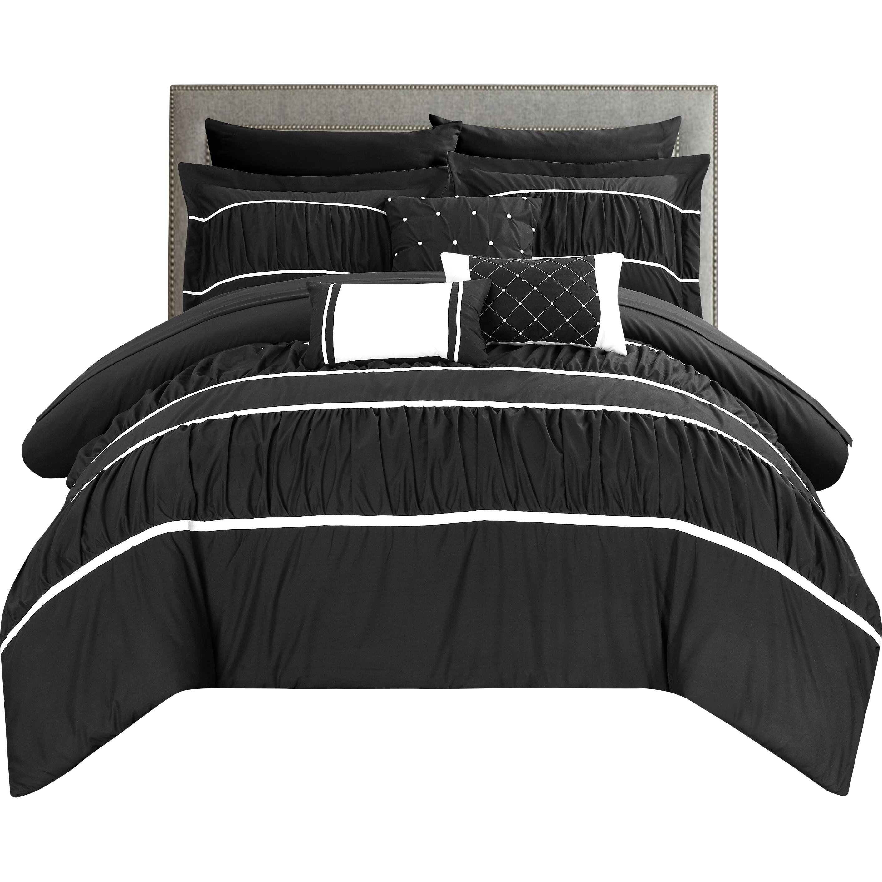 chic home cheryl 10 piece complete bedding set with sheets blac