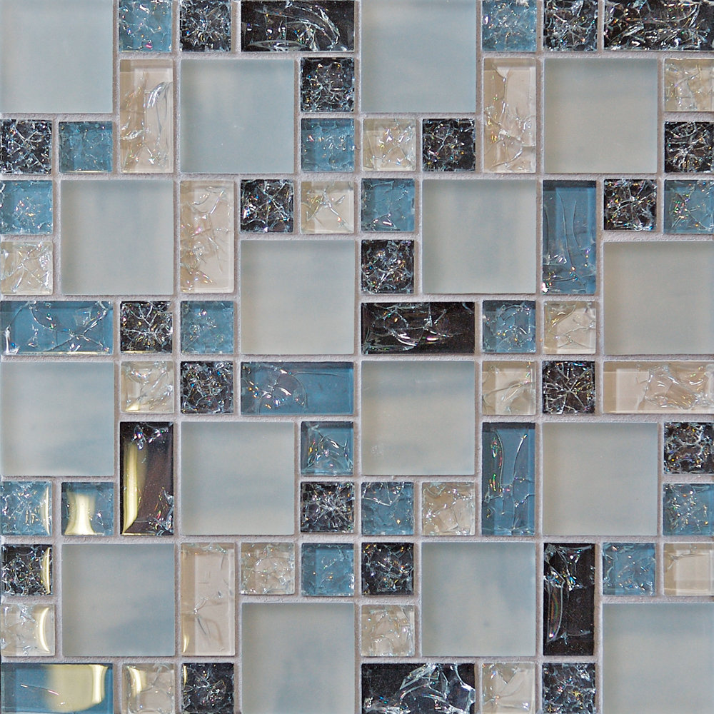 Bedrosians Ice Crackle Random Sized Glass Mosaic Tile in Multi
