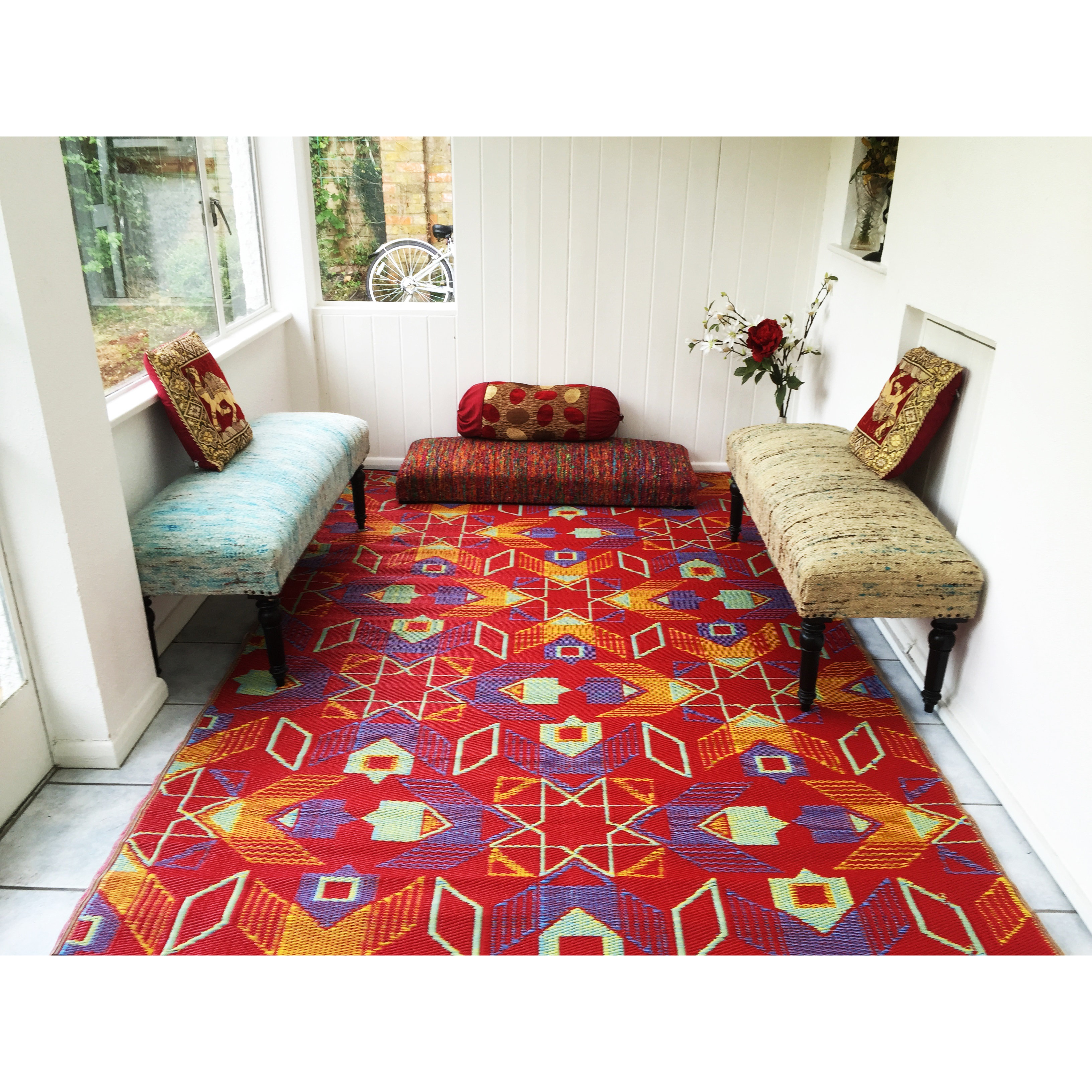 Green Decore Geometric Red/Blue Indoor/Outdoor Area Rug & Reviews